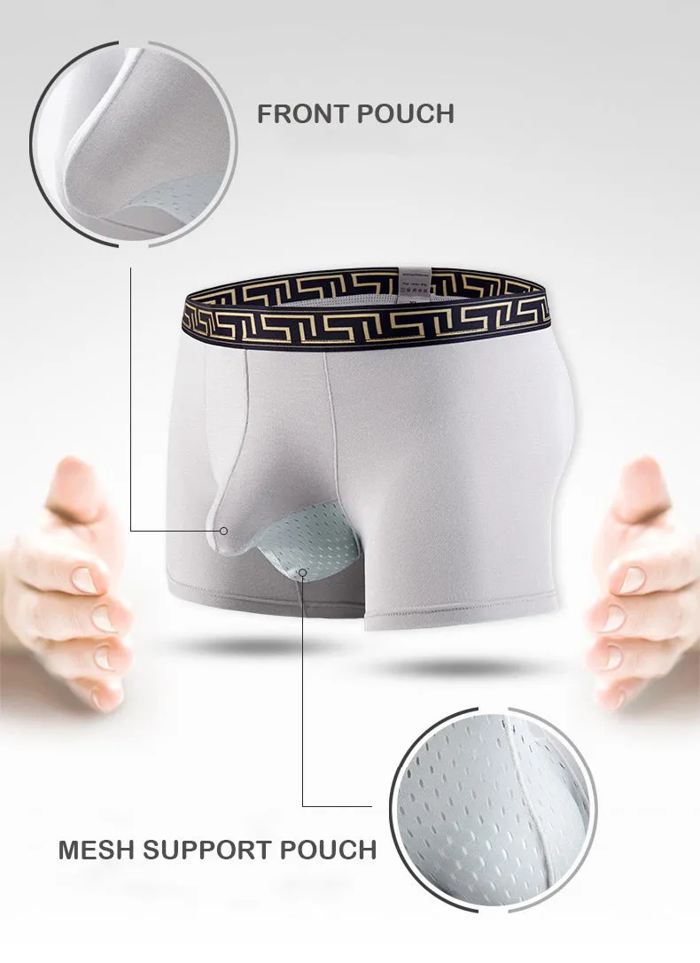 Dual Pouch - Men's Patterned Waistband Modal Underwear (3-Pack) JEWYEE 8002B