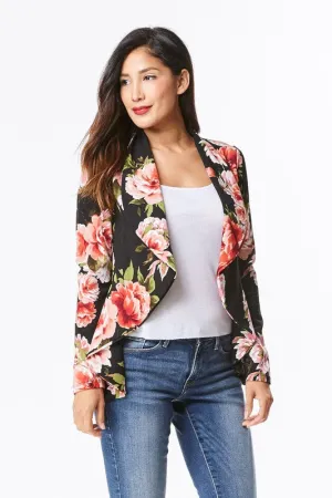 EVERLY FLORAL SATIN BLAZER