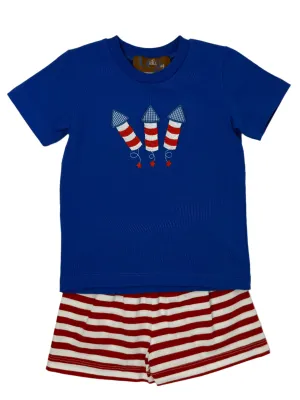 Fireworks Applique Boys Short Set