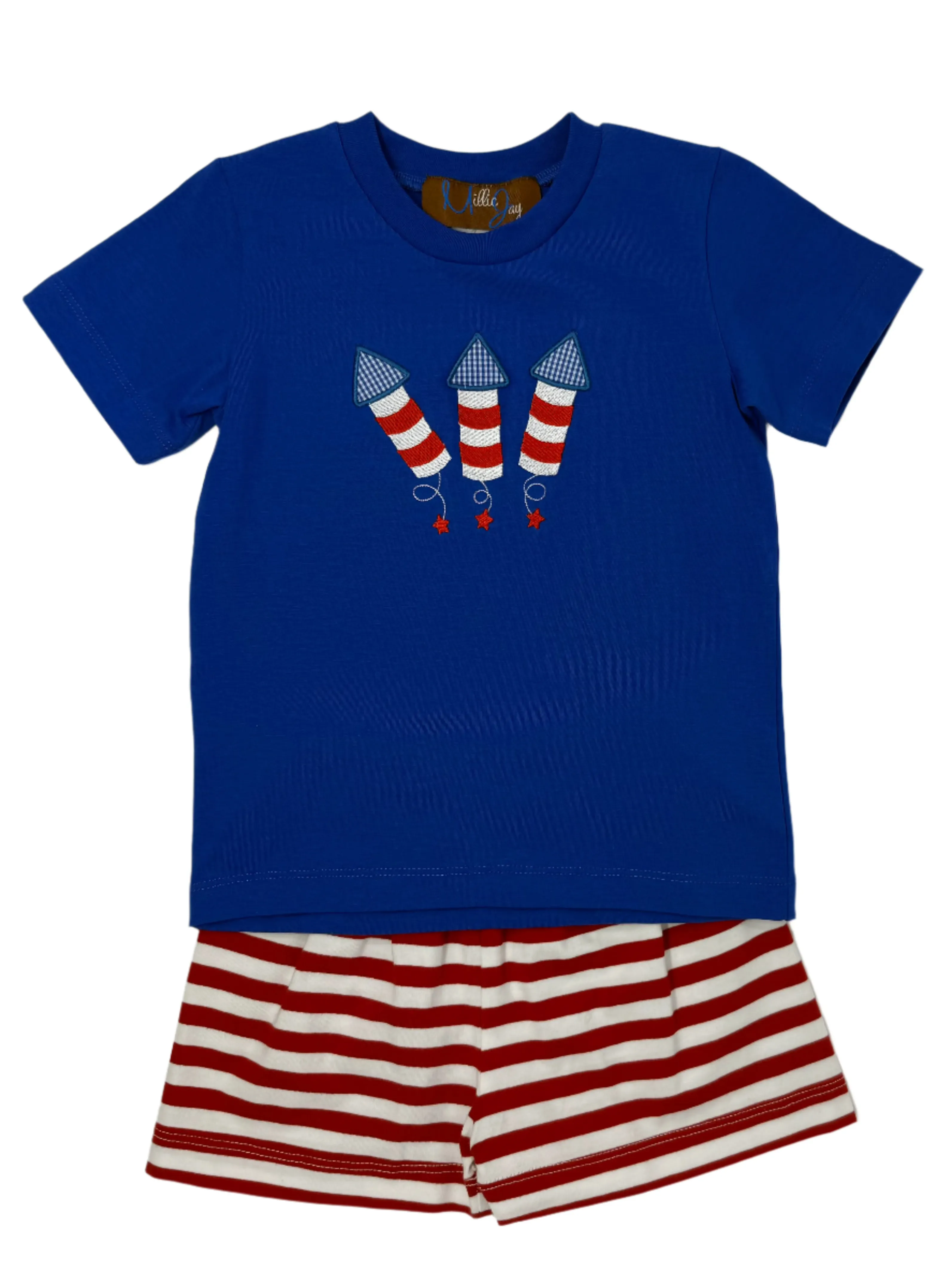 Fireworks Applique Boys Short Set