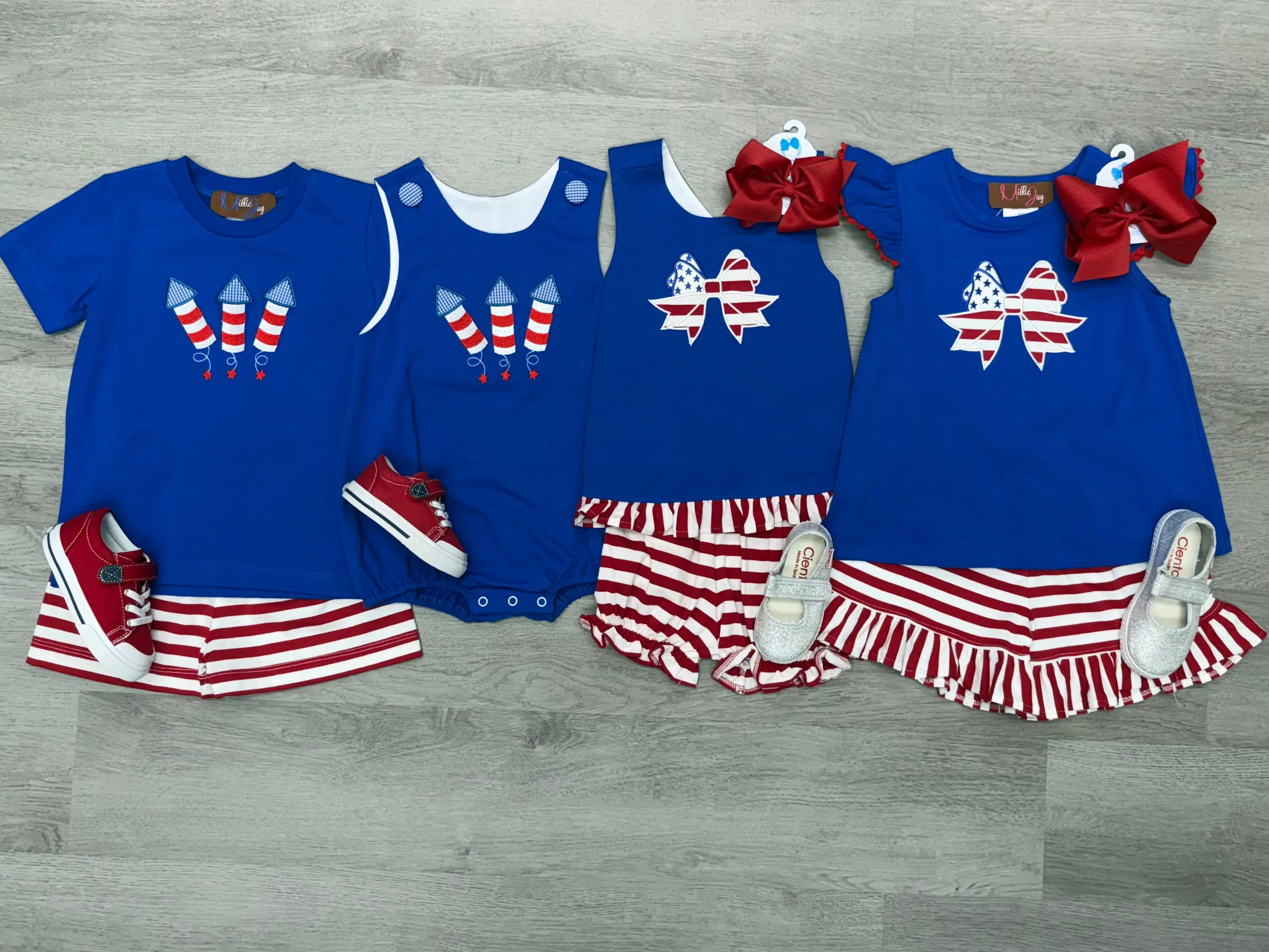 Fireworks Applique Boys Short Set