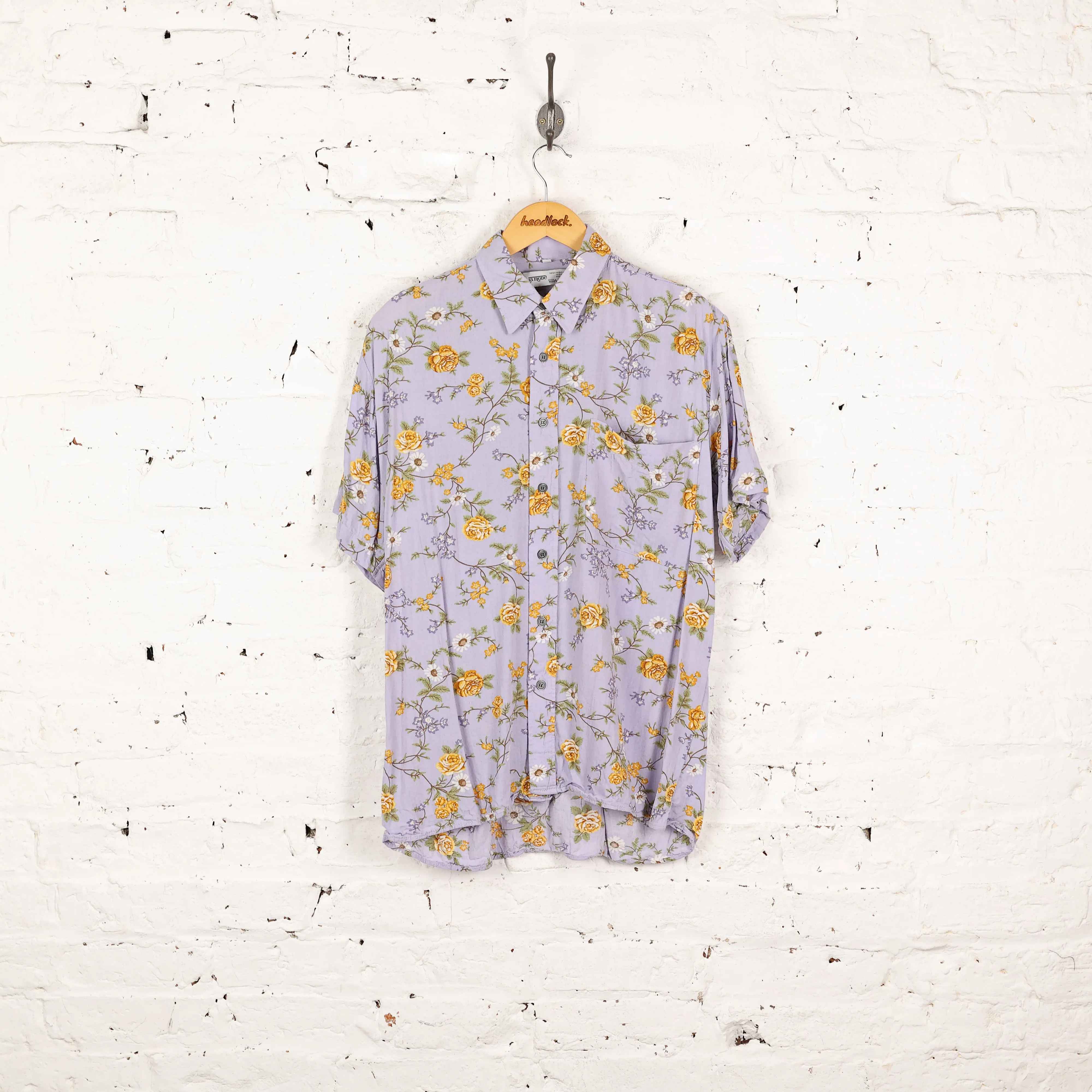 Floral 90s Pattern Shirt - Purple - M
