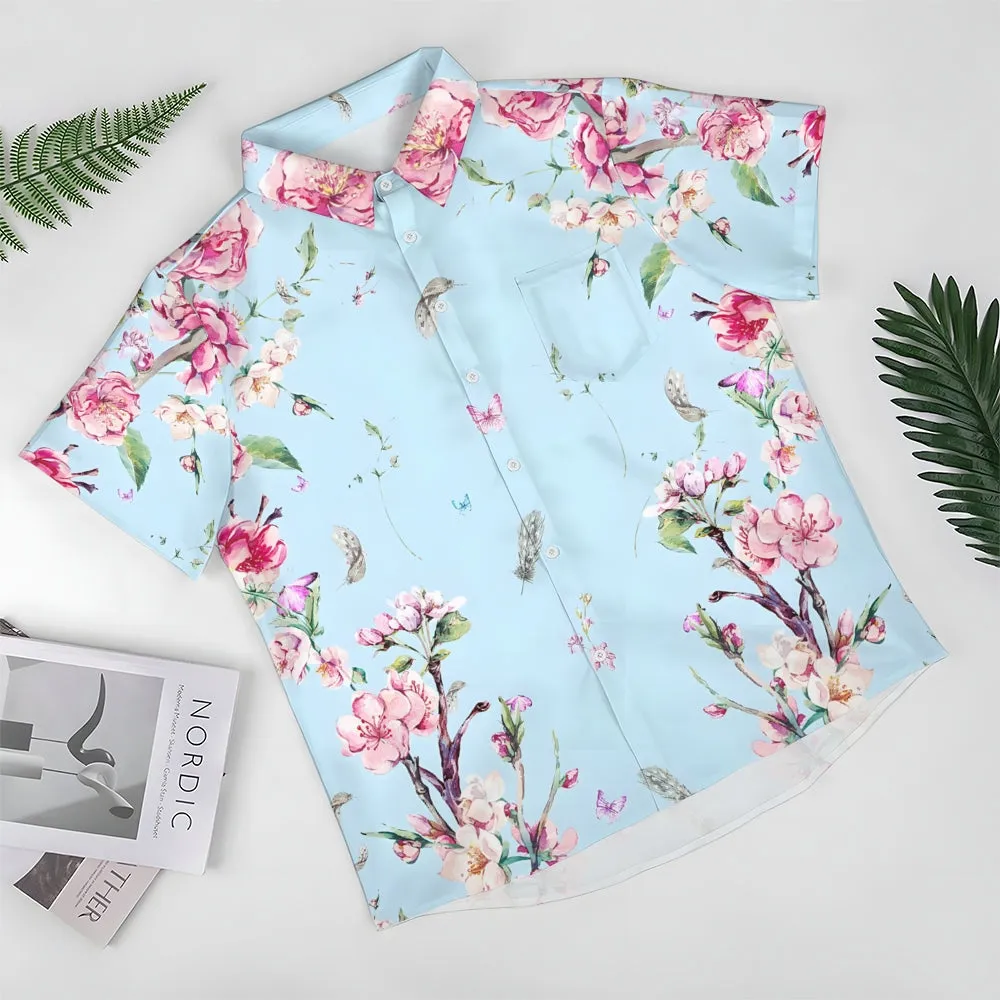 Floral Art Poster Casual Large Size Short Sleeve Shirt 2406000414