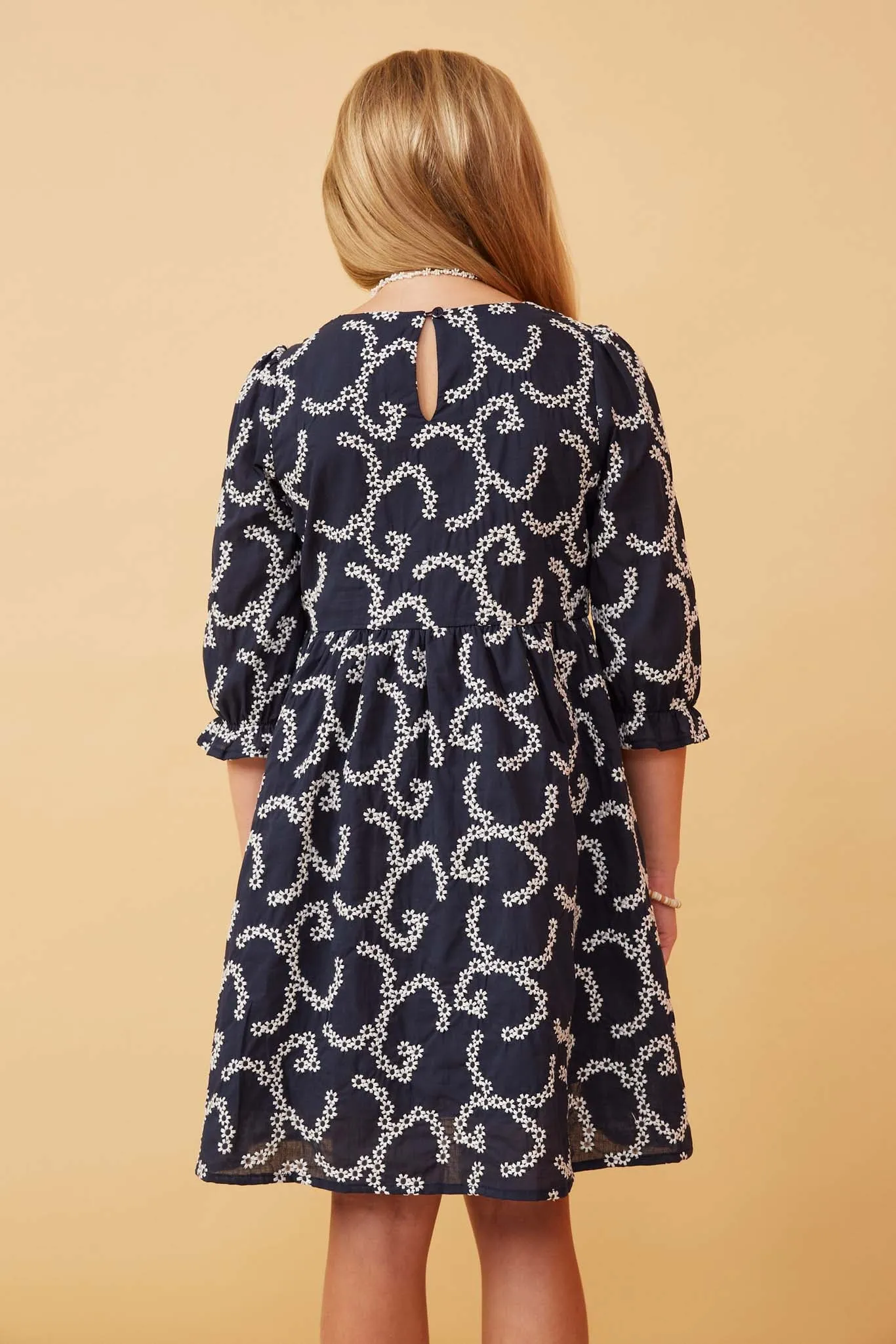 Floral Patterned Eyelet Dress