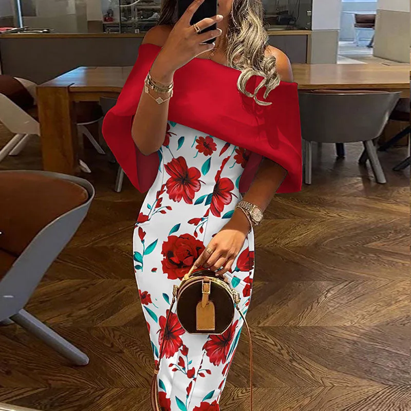 Floral Print Wrap Midi Dress