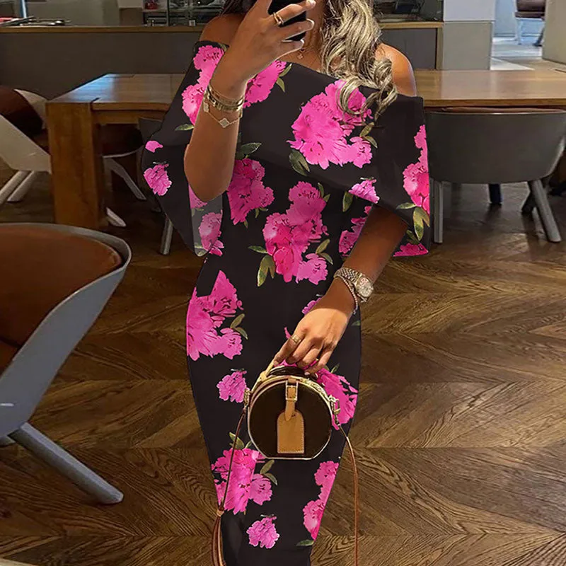 Floral Print Wrap Midi Dress