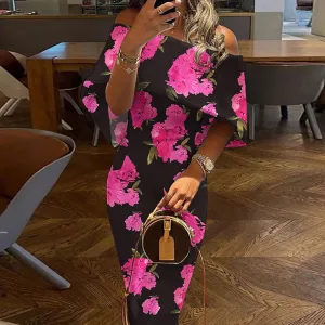 Floral Print Wrap Midi Dress