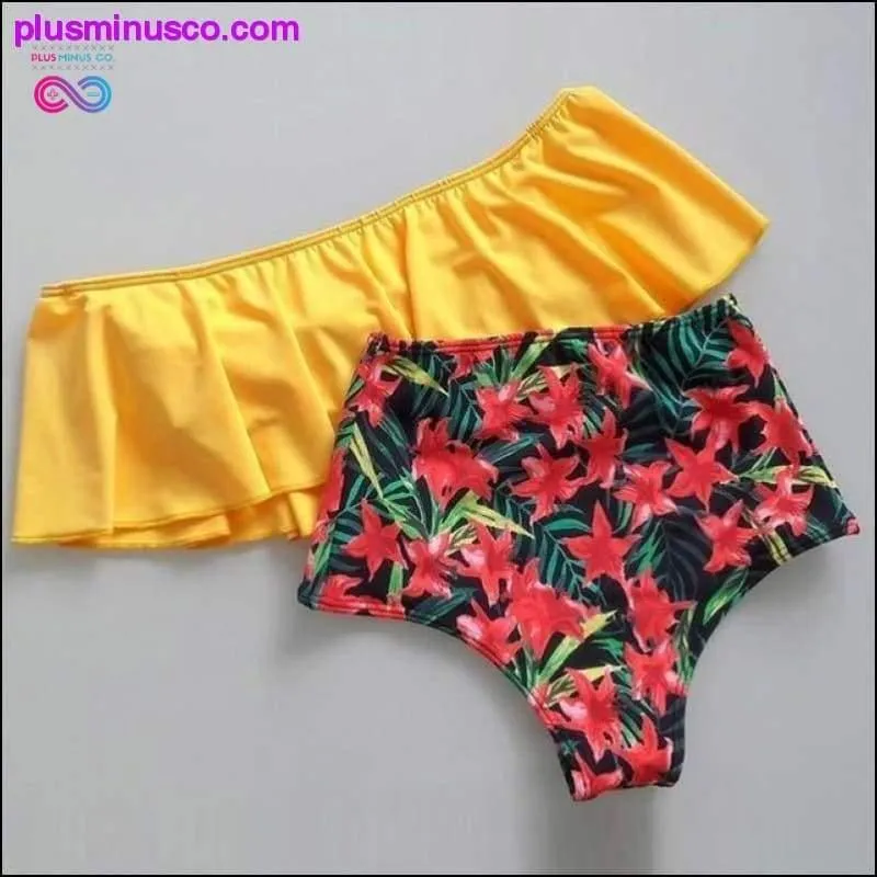 Floral Ruffled Hem Bikini Set Flora V-Neck High-Waisted Two
