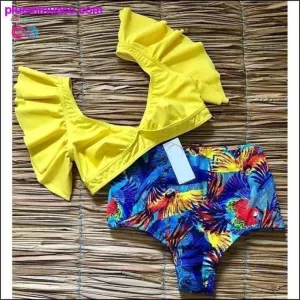 Floral Ruffled Hem Bikini Set Flora V-Neck High-Waisted Two