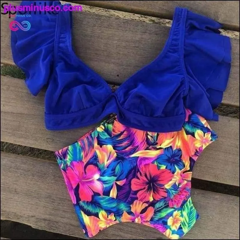 Floral Ruffled Hem Bikini Set Flora V-Neck High-Waisted Two