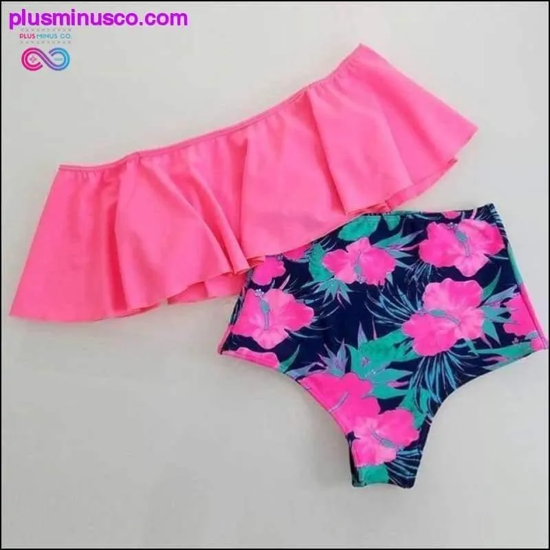 Floral Ruffled Hem Bikini Set Flora V-Neck High-Waisted Two