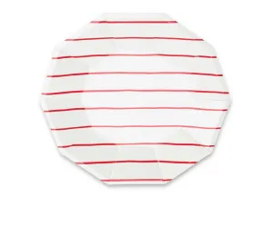 Frenchie Striped Large Plates : Candy Apple Red