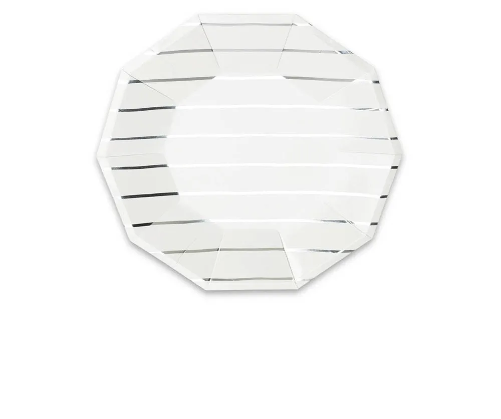 Frenchie Striped Side Plates : Silver