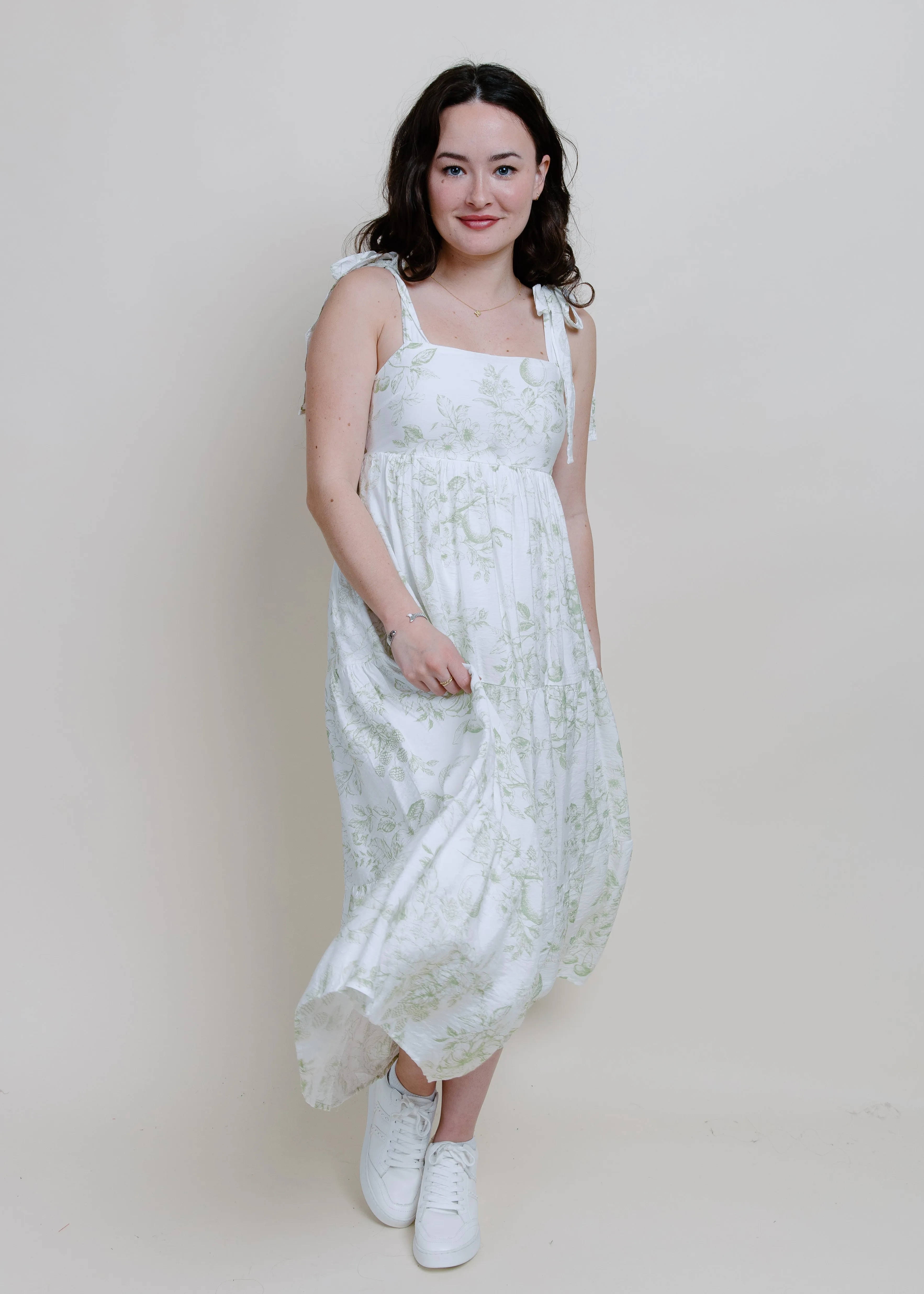 Fruit Blossom Tiered Midi Dress