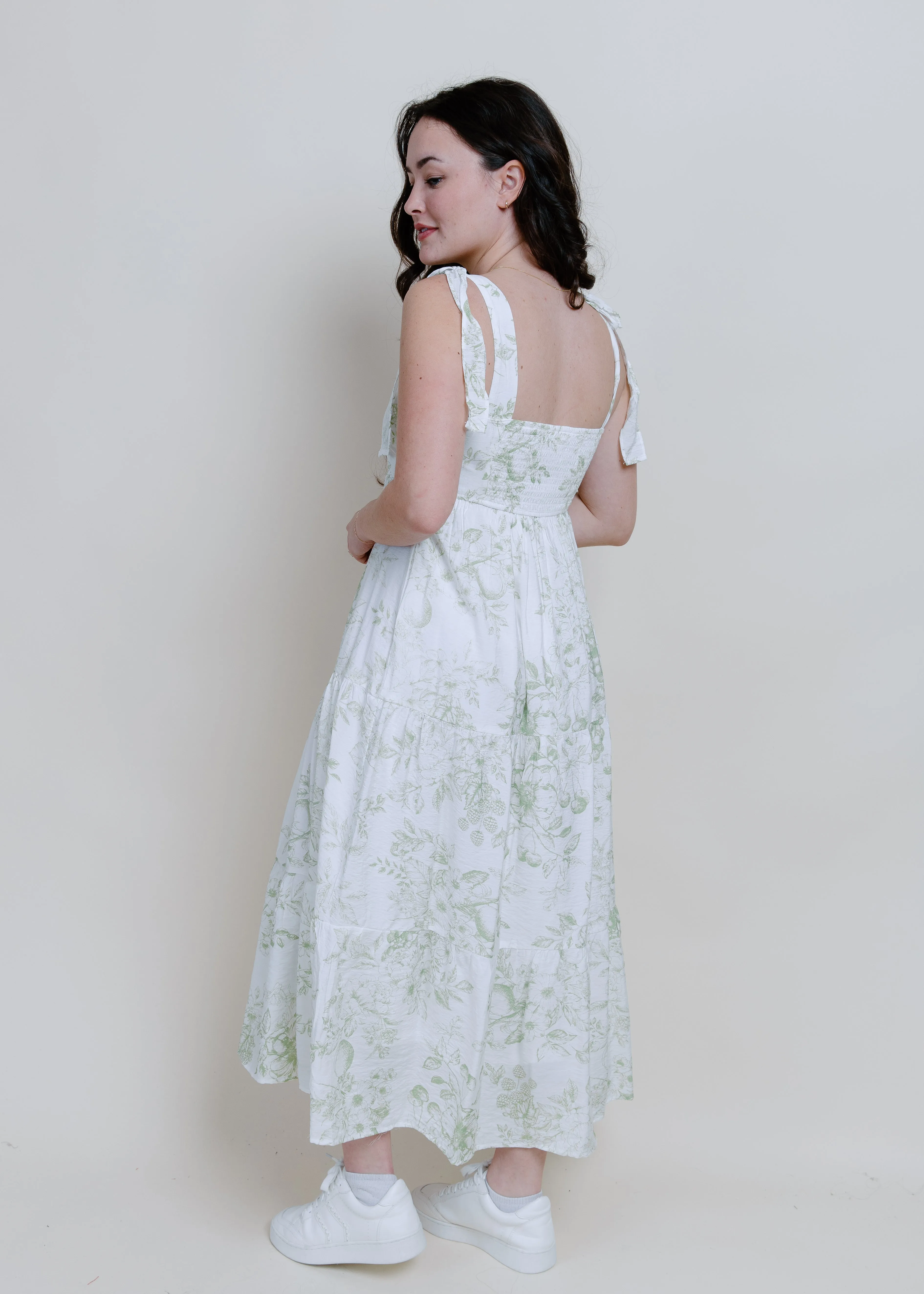Fruit Blossom Tiered Midi Dress