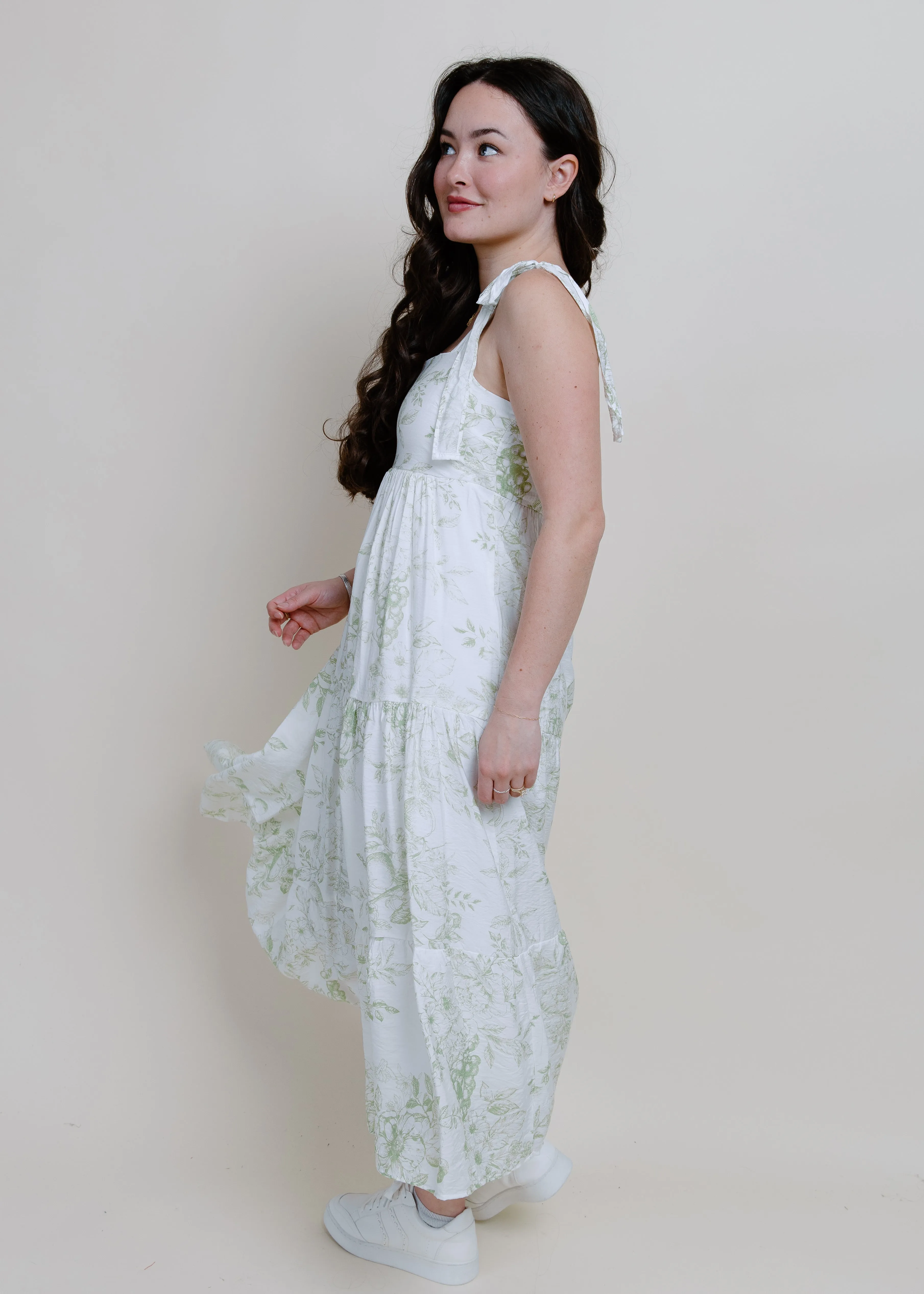 Fruit Blossom Tiered Midi Dress