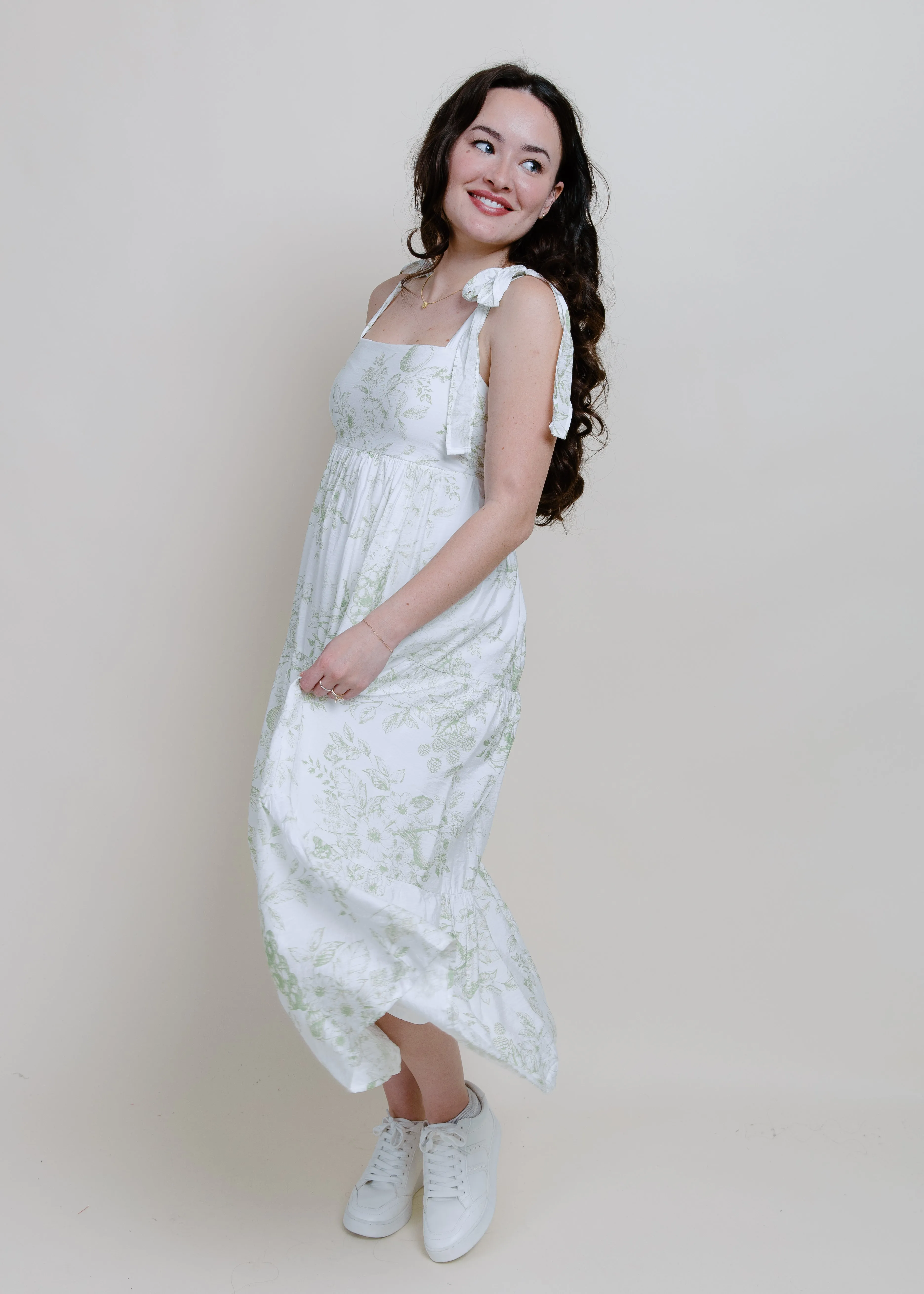 Fruit Blossom Tiered Midi Dress