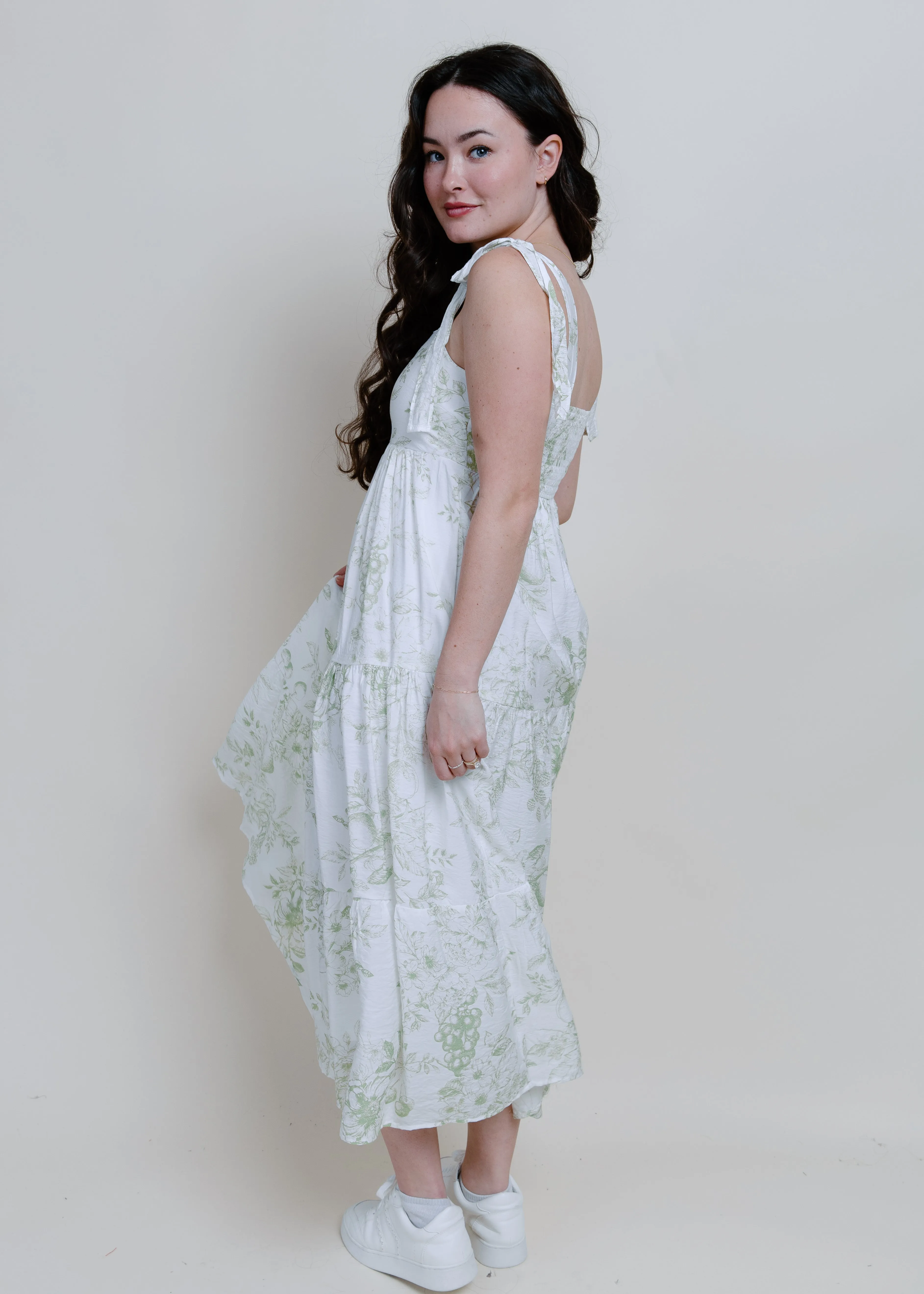 Fruit Blossom Tiered Midi Dress
