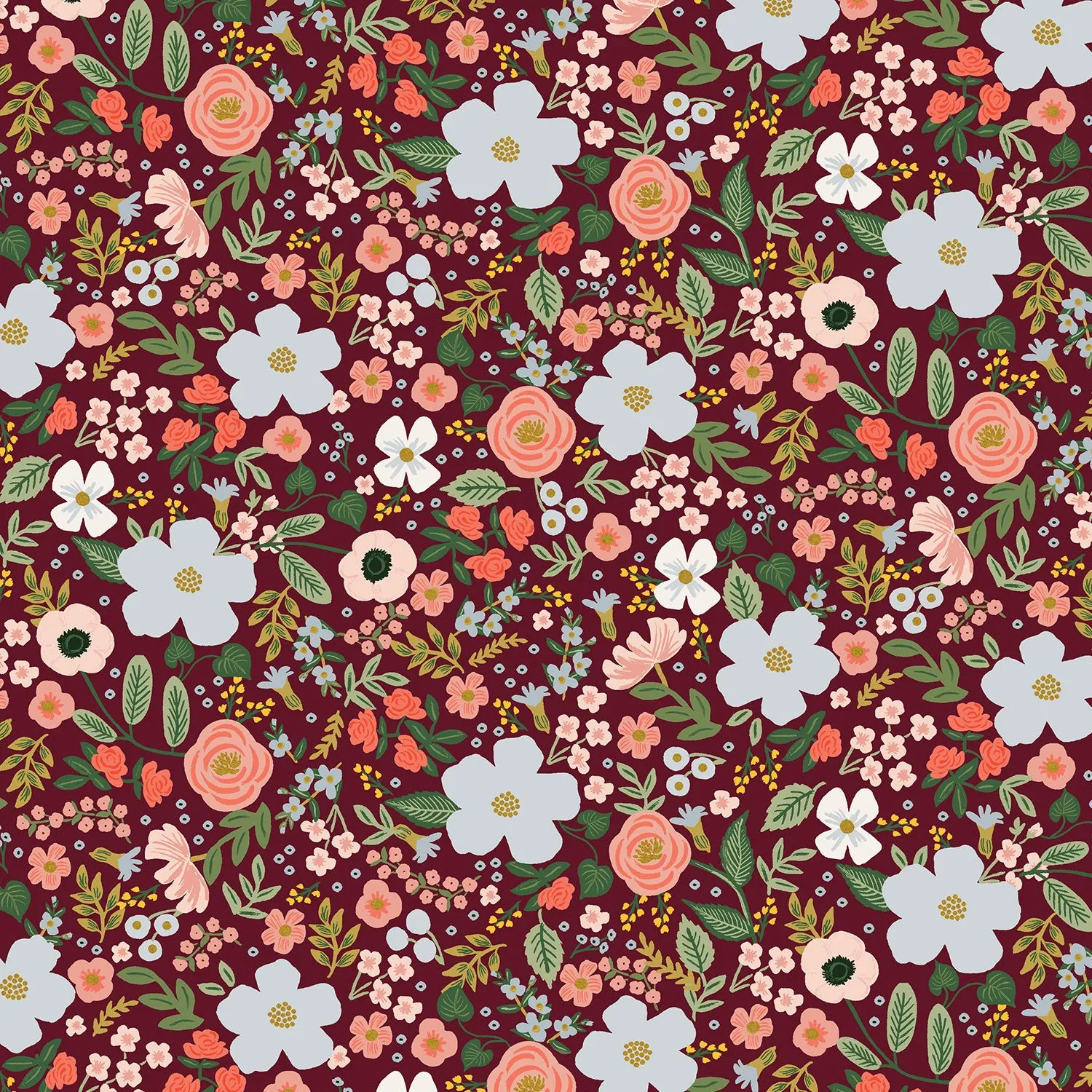 Garden Party, Wild Rose in Burgundy Metallic