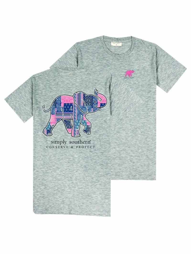 Geometric Patchwork Elephant Tracking Tee by Simply Southern