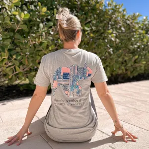 Geometric Patchwork Elephant Tracking Tee by Simply Southern