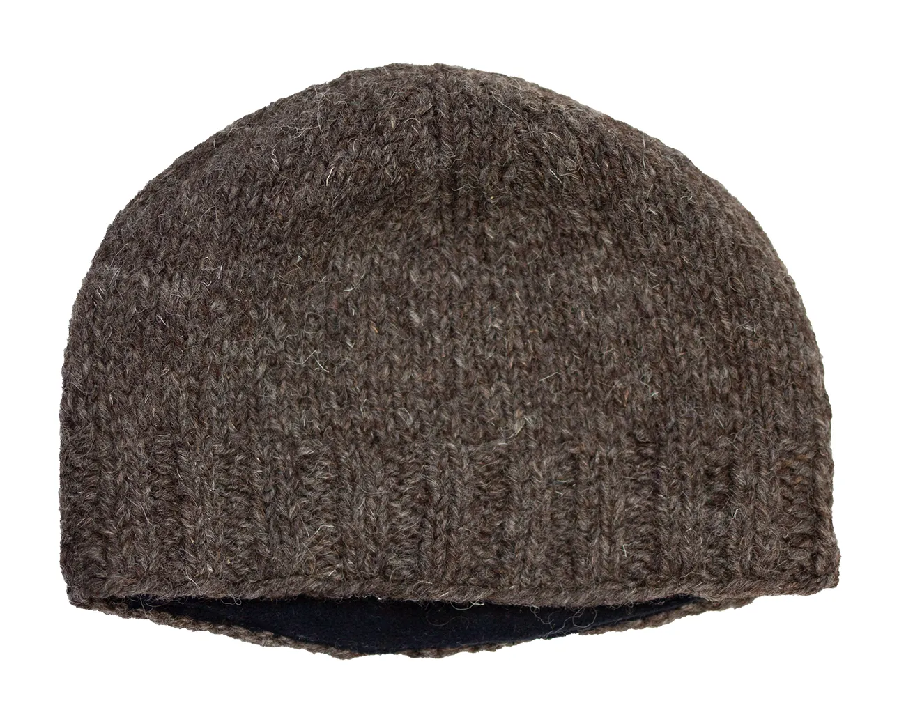 Hand knitted woolen beanie with soft fleece liner - unisex