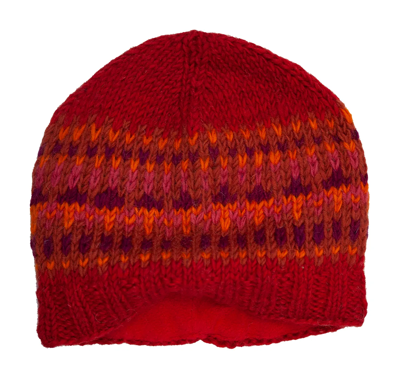 Hand knitted woolen beanie with soft fleece liner - unisex