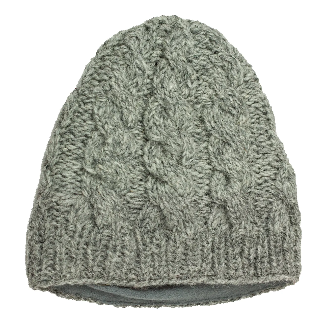 Hand knitted woolen beanie with soft fleece liner - unisex