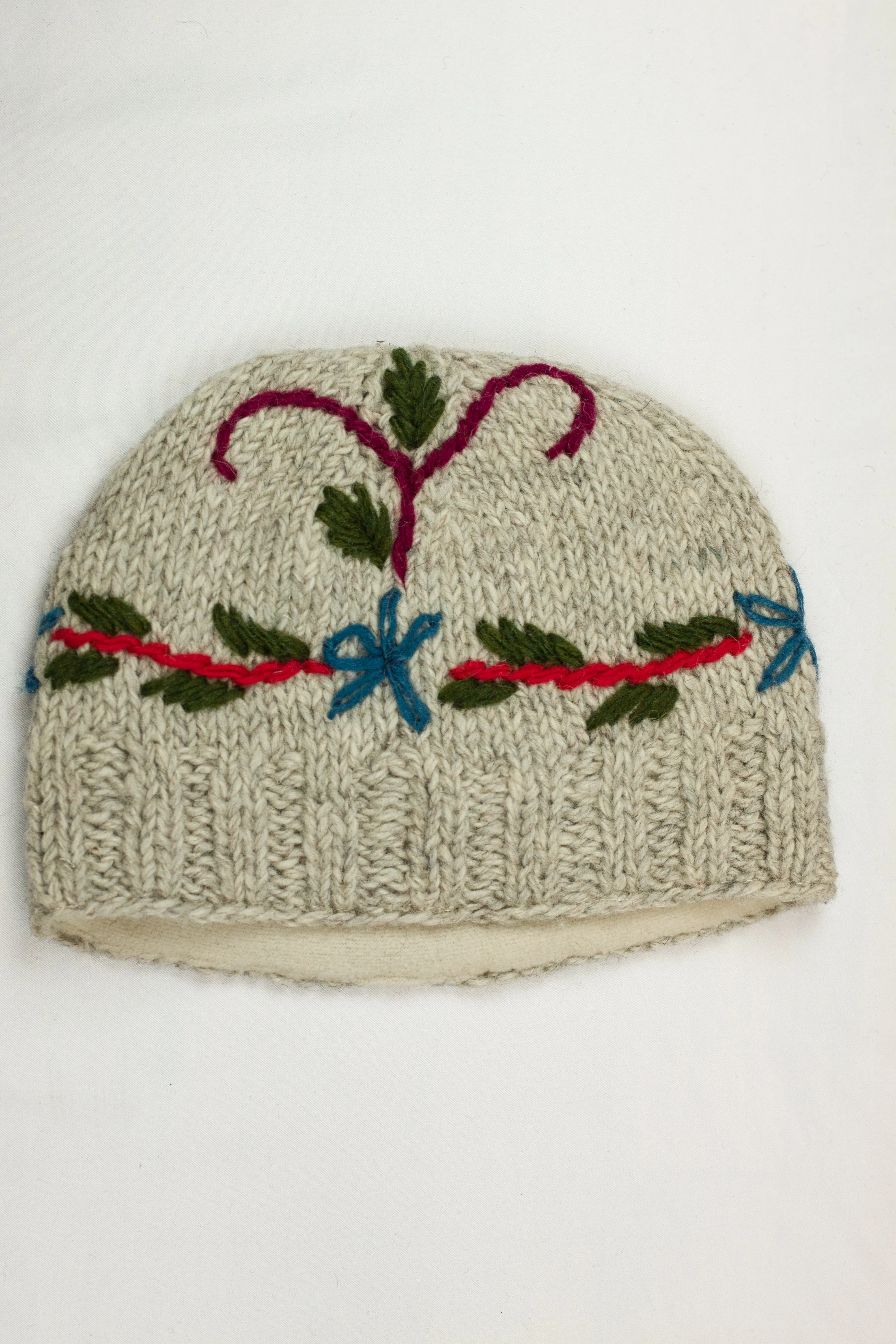 Hand knitted woolen beanie with soft fleece liner - unisex