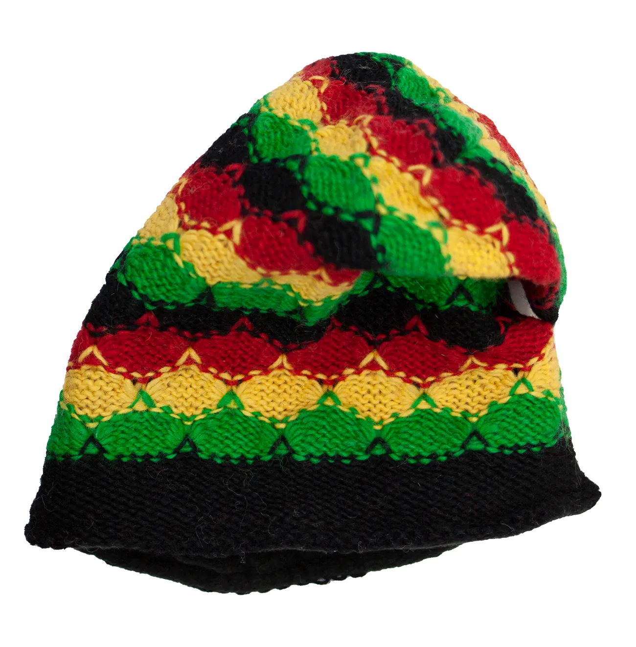 Hand knitted woolen beanie with soft fleece liner - unisex