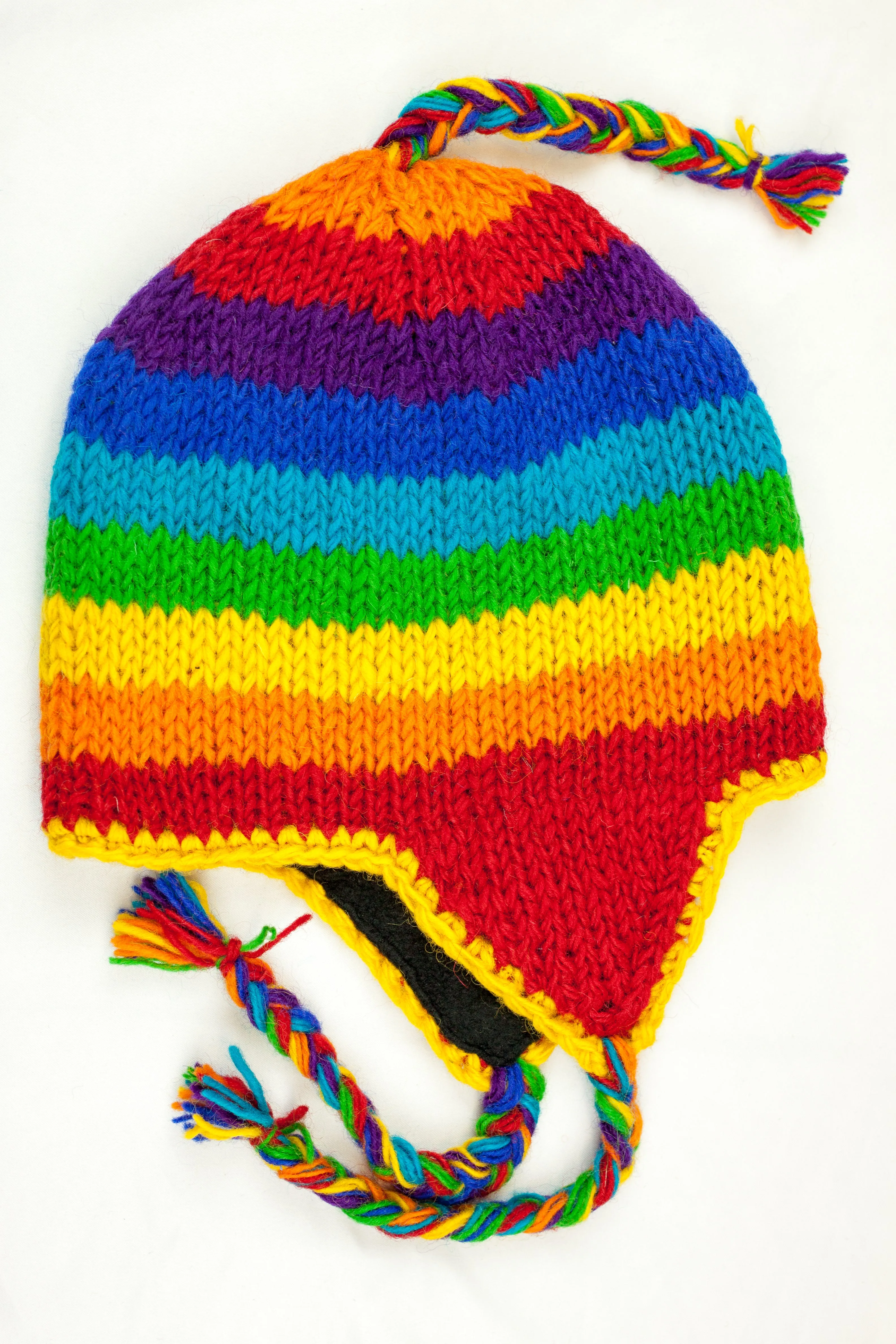 Hand knitted woolen Hat with soft fleece lining and ear flab - unisex