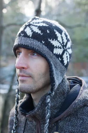 Hand knitted woolen Hat with soft fleece lining and ear flab - unisex