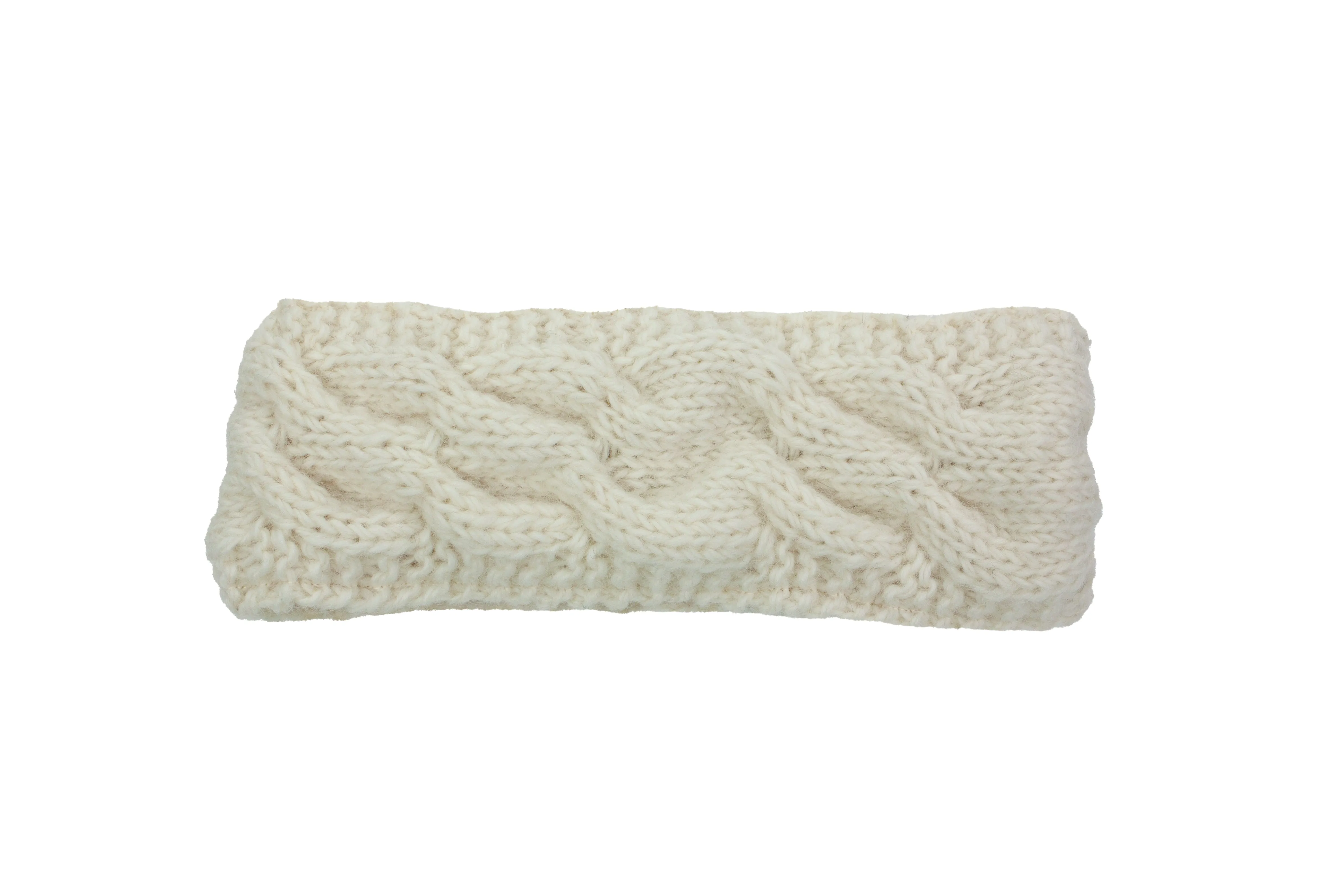 Hand knitted woolen headband with soft fleece liner - unisex