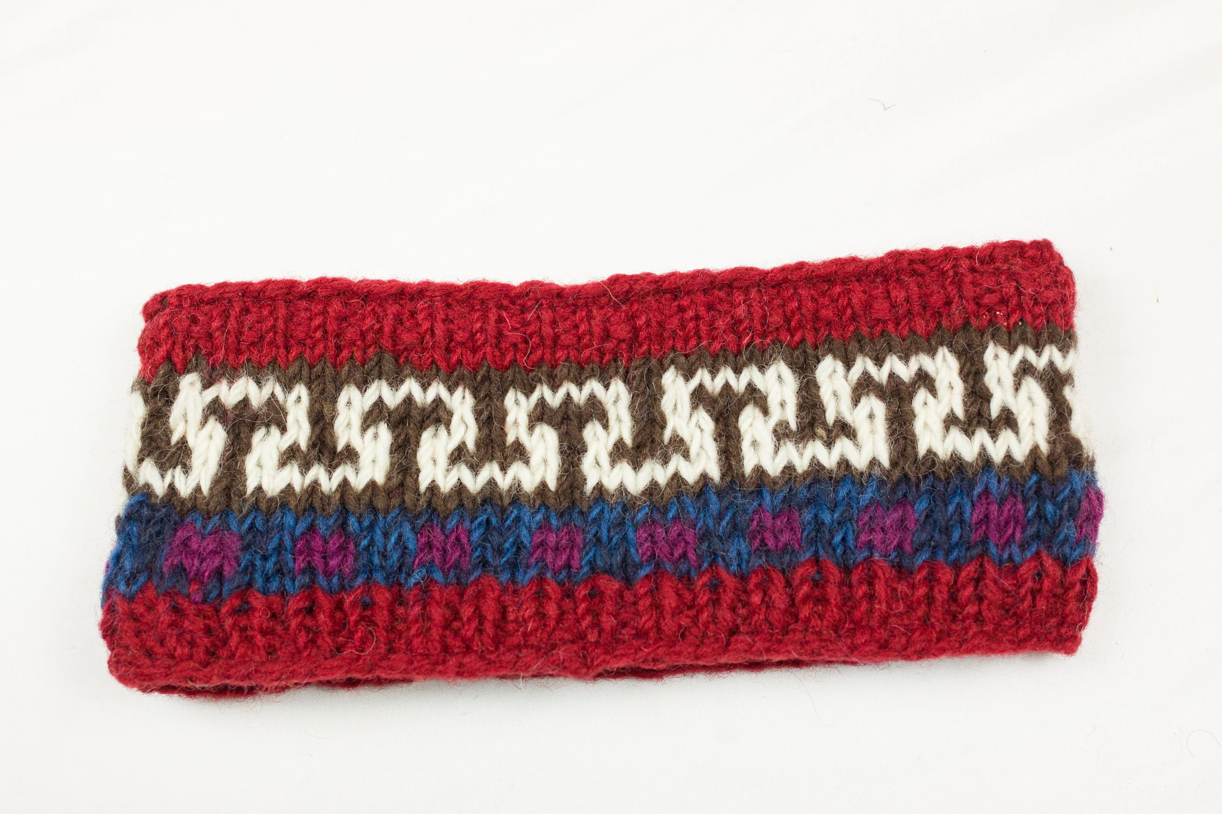 Hand knitted woolen headband with soft fleece liner - unisex