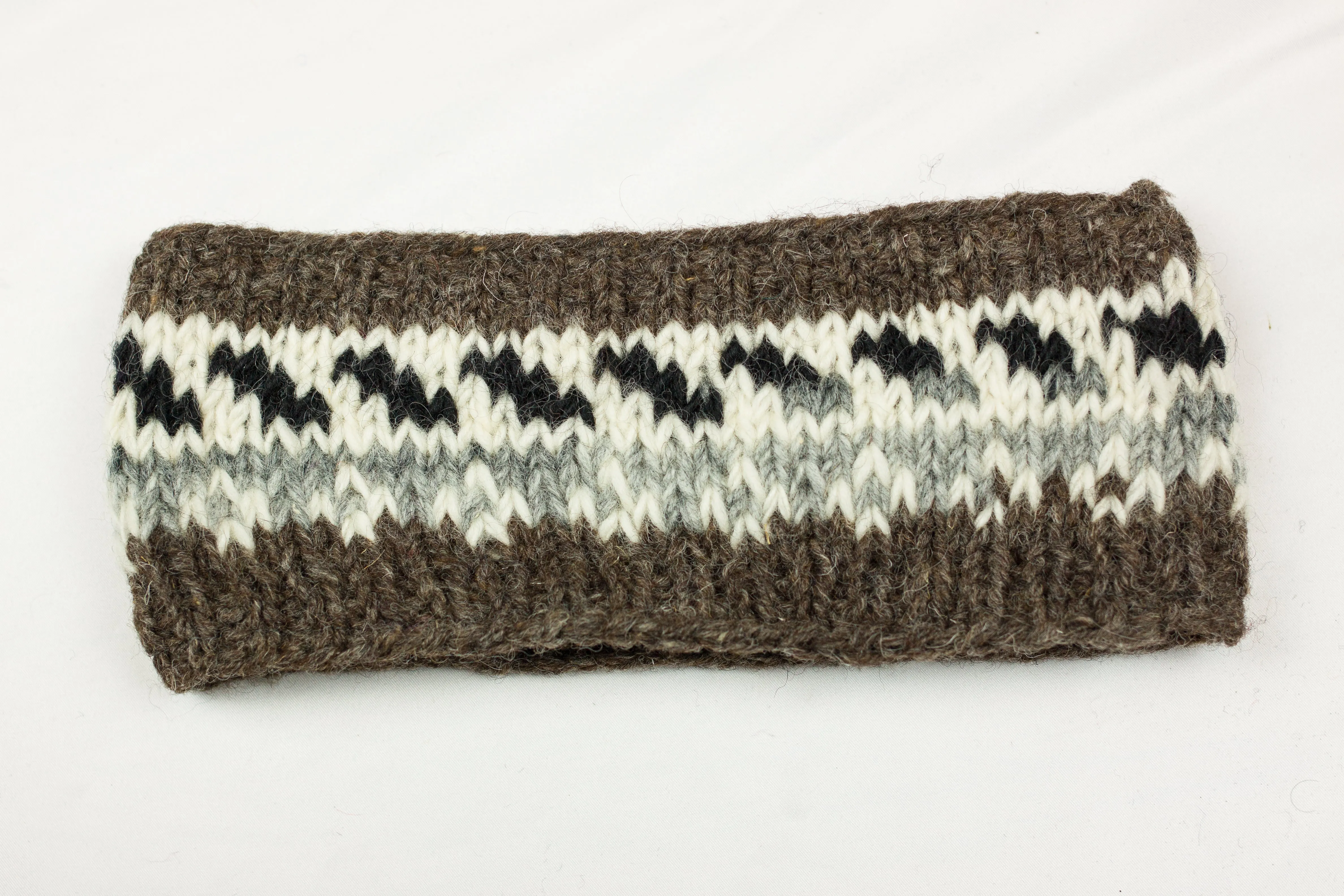 Hand knitted woolen headband with soft fleece liner - unisex