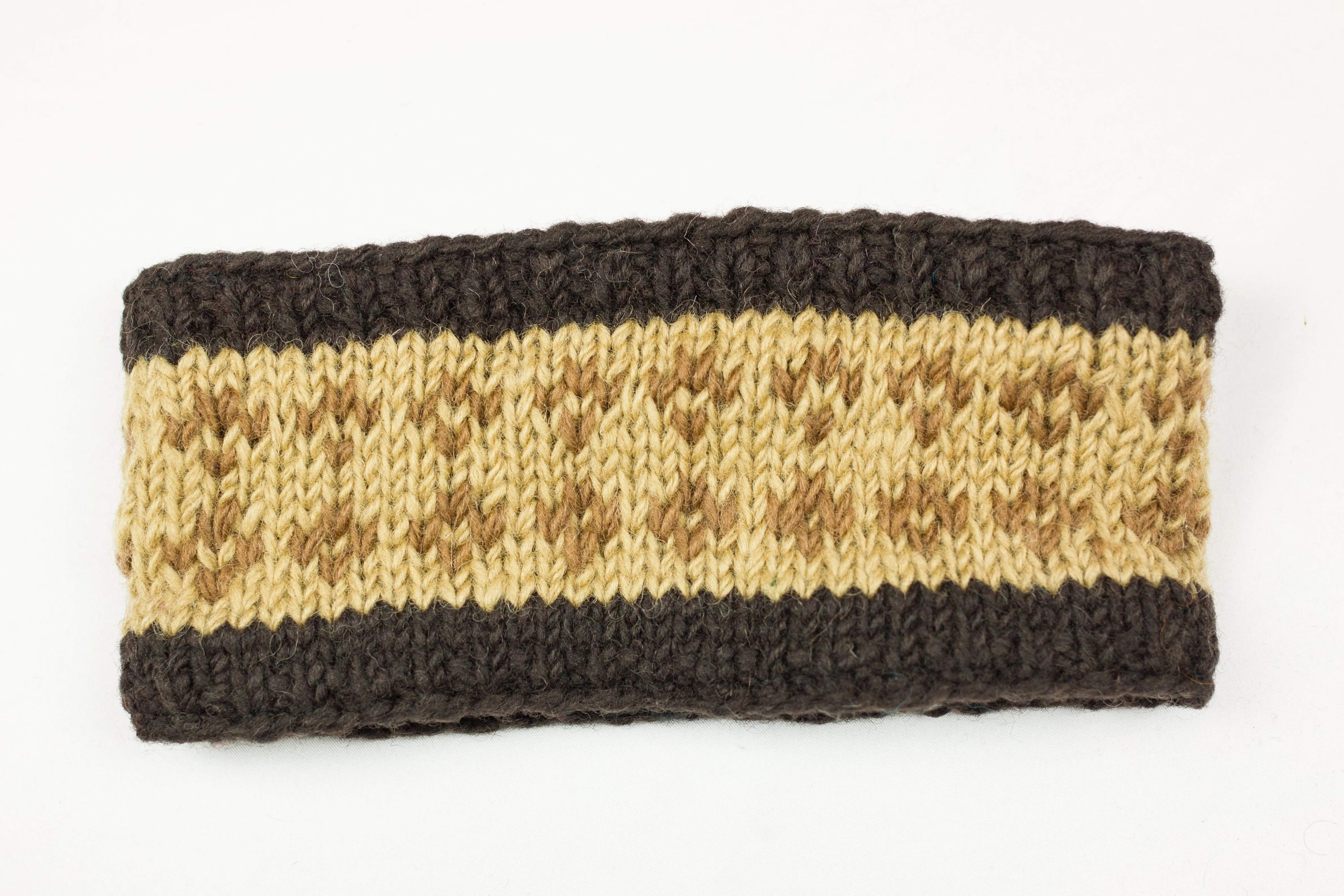 Hand knitted woolen headband with soft fleece liner - unisex