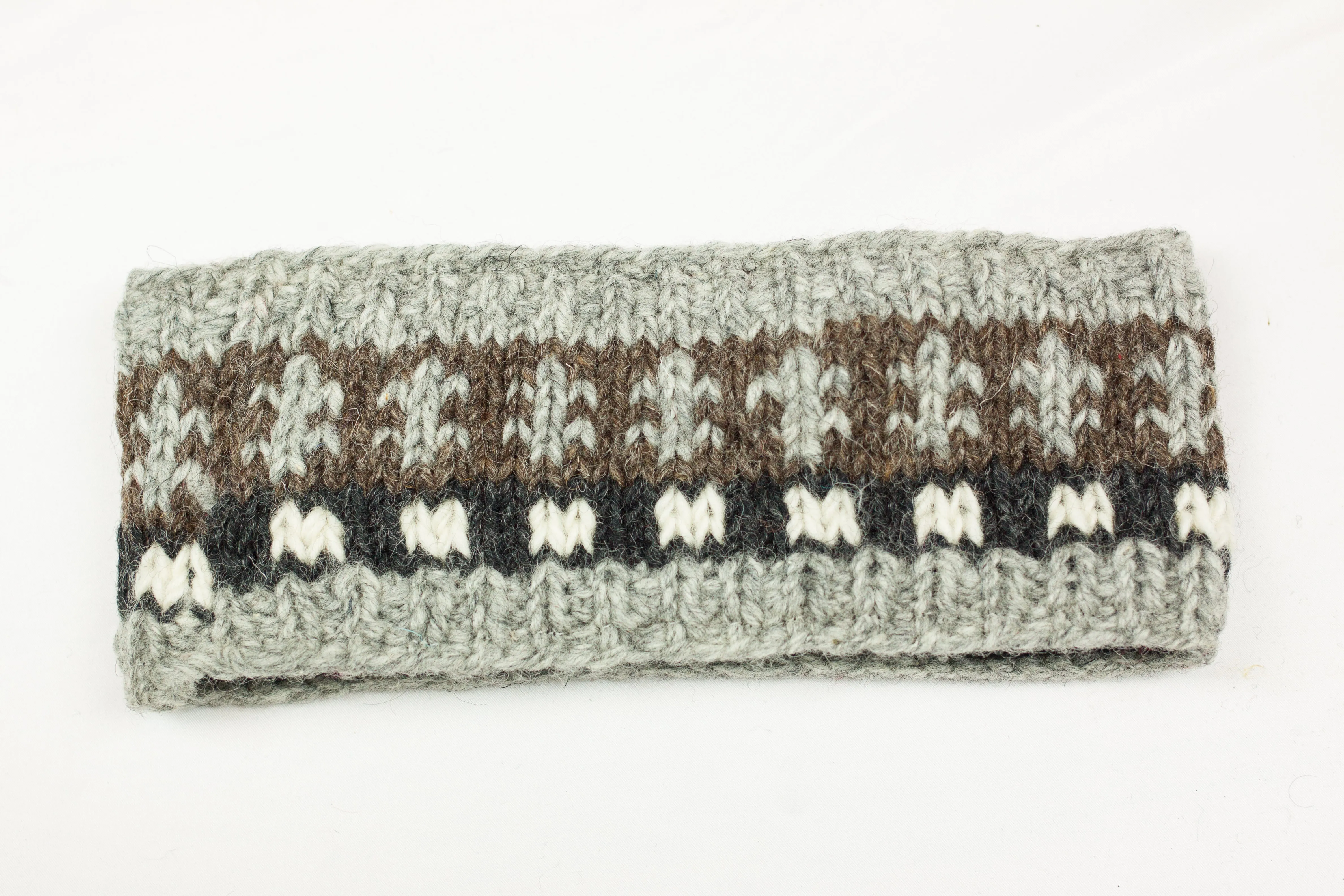 Hand knitted woolen headband with soft fleece liner - unisex