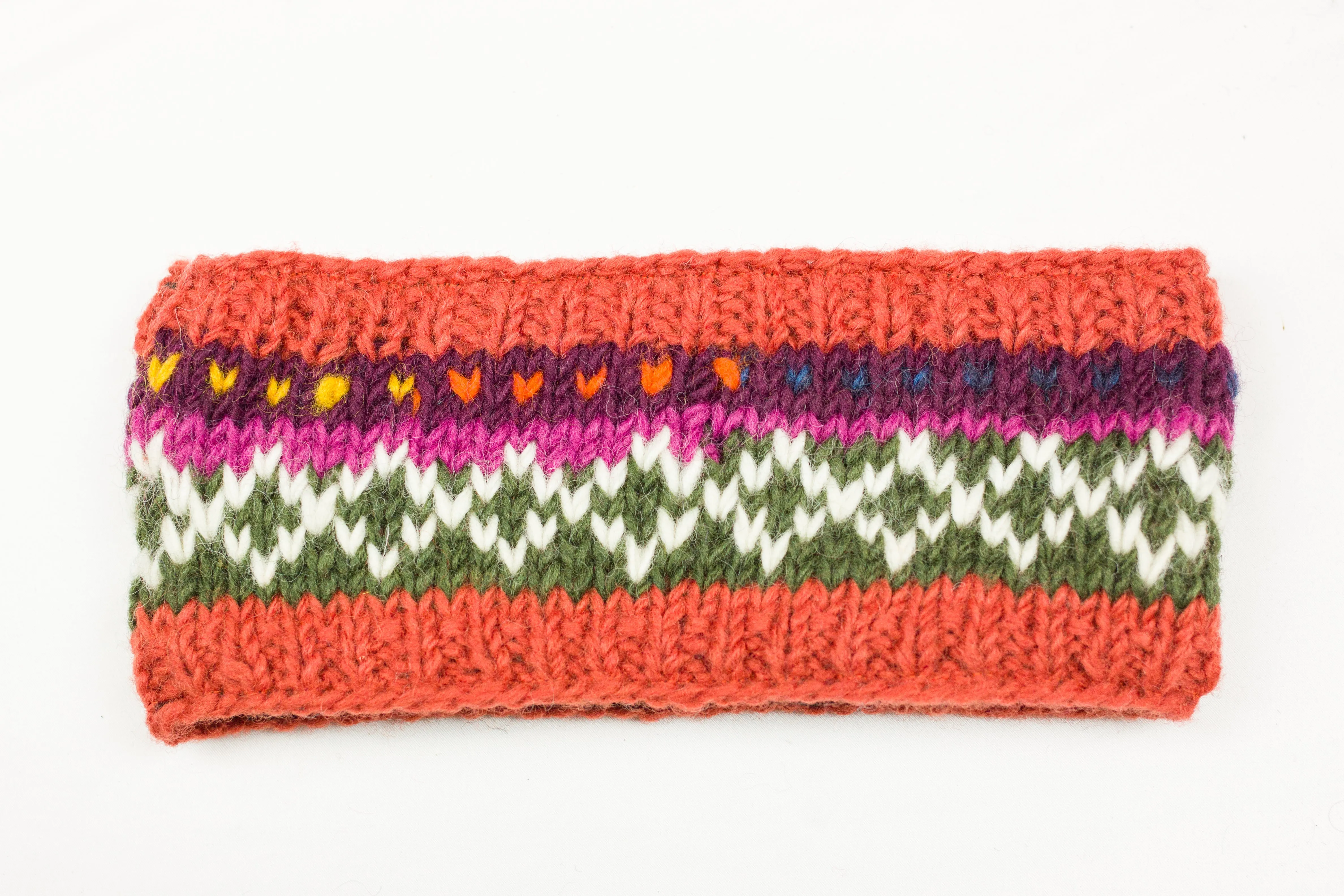 Hand knitted woolen headband with soft fleece liner - unisex