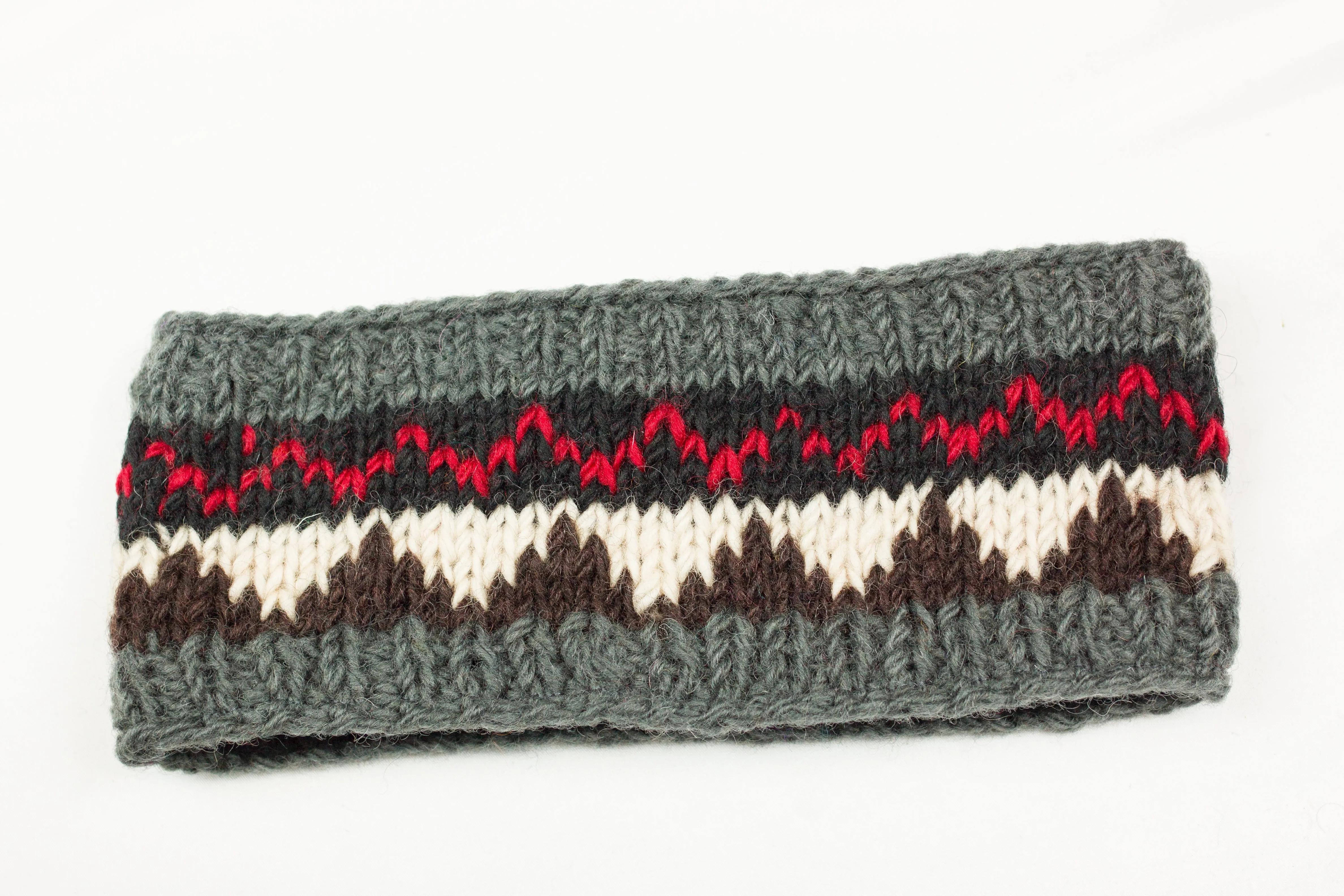 Hand knitted woolen headband with soft fleece liner - unisex