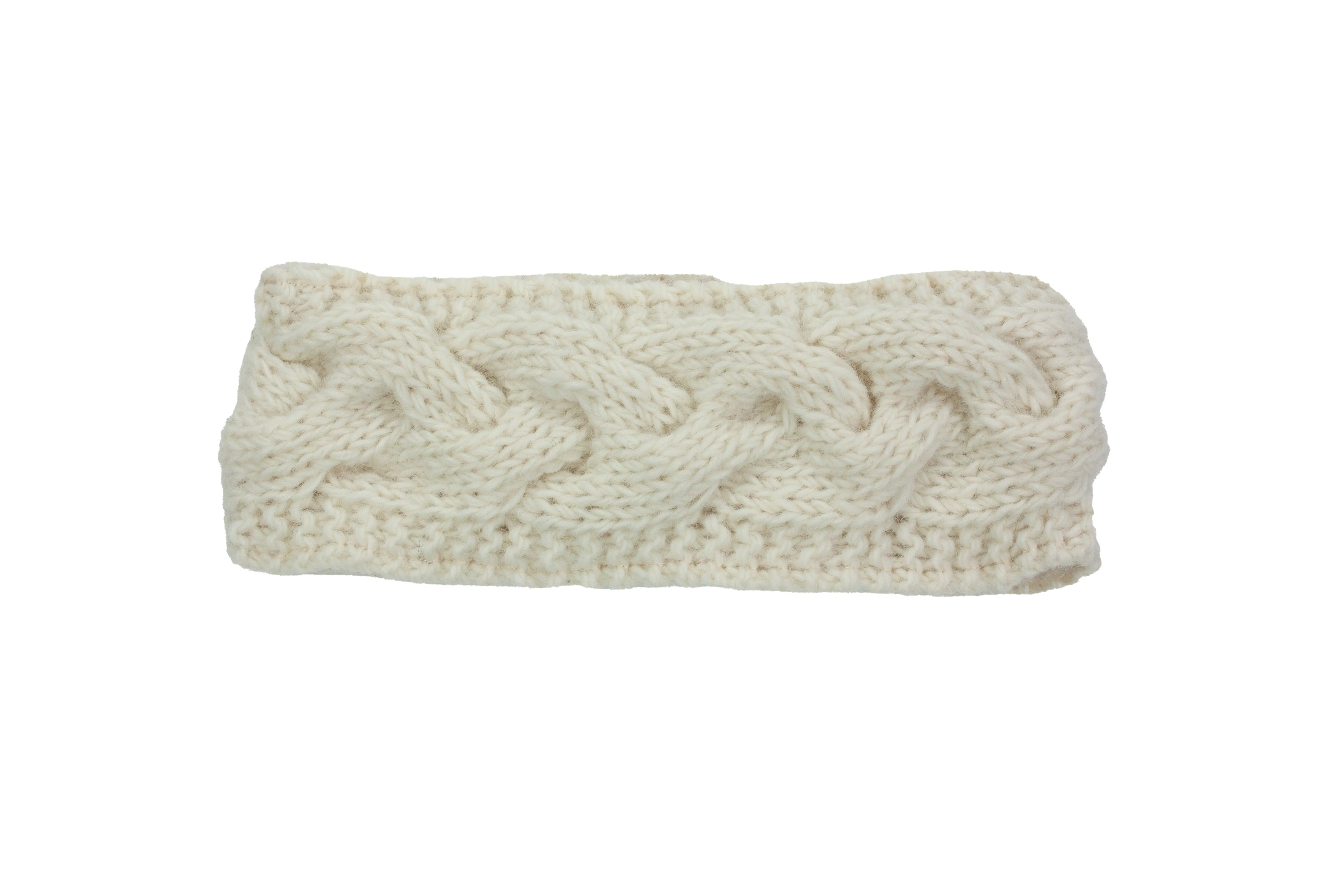Hand knitted woolen headband with soft fleece liner - unisex