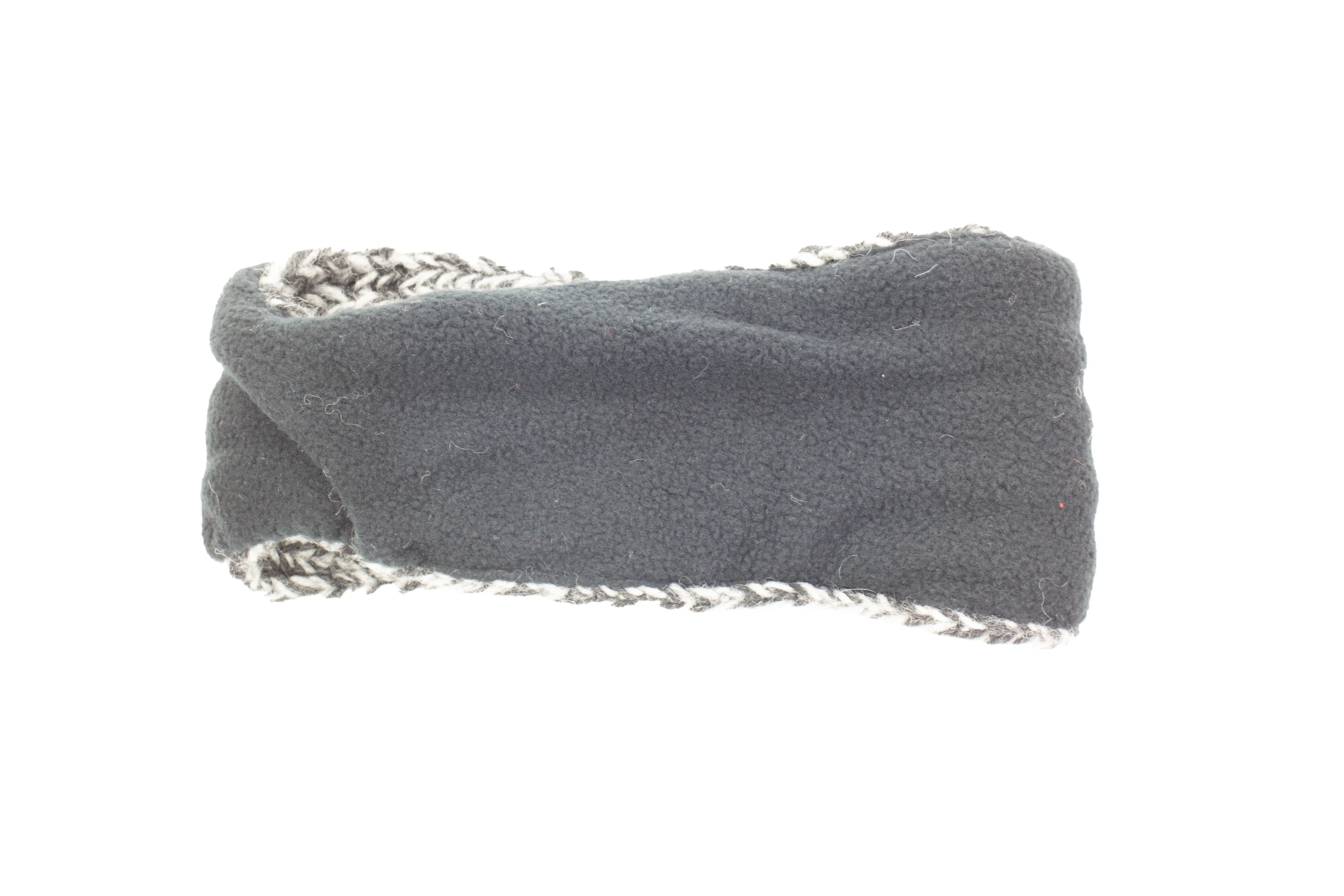 Hand knitted woolen headband with soft fleece liner - unisex
