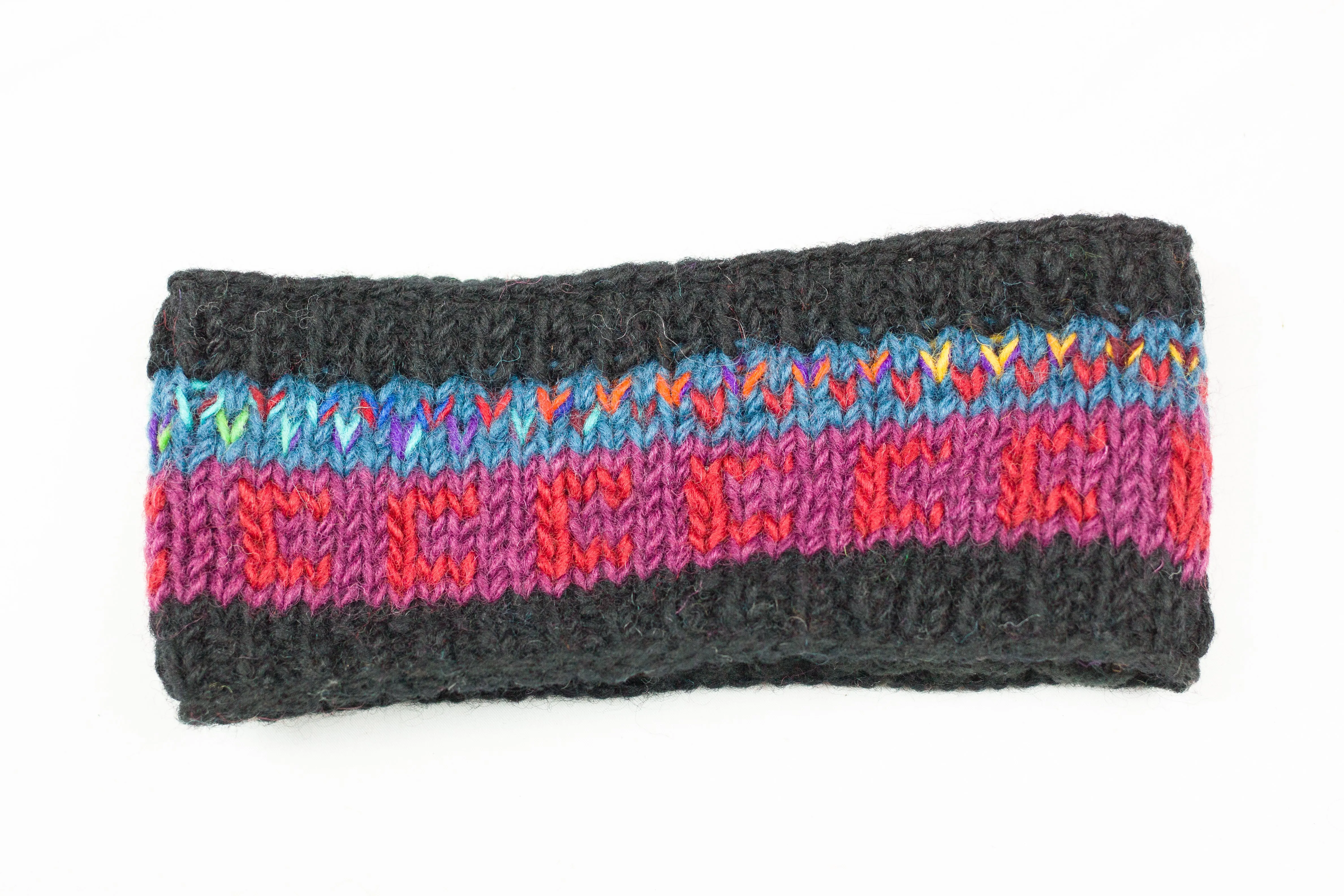 Hand knitted woolen headband with soft fleece liner - unisex