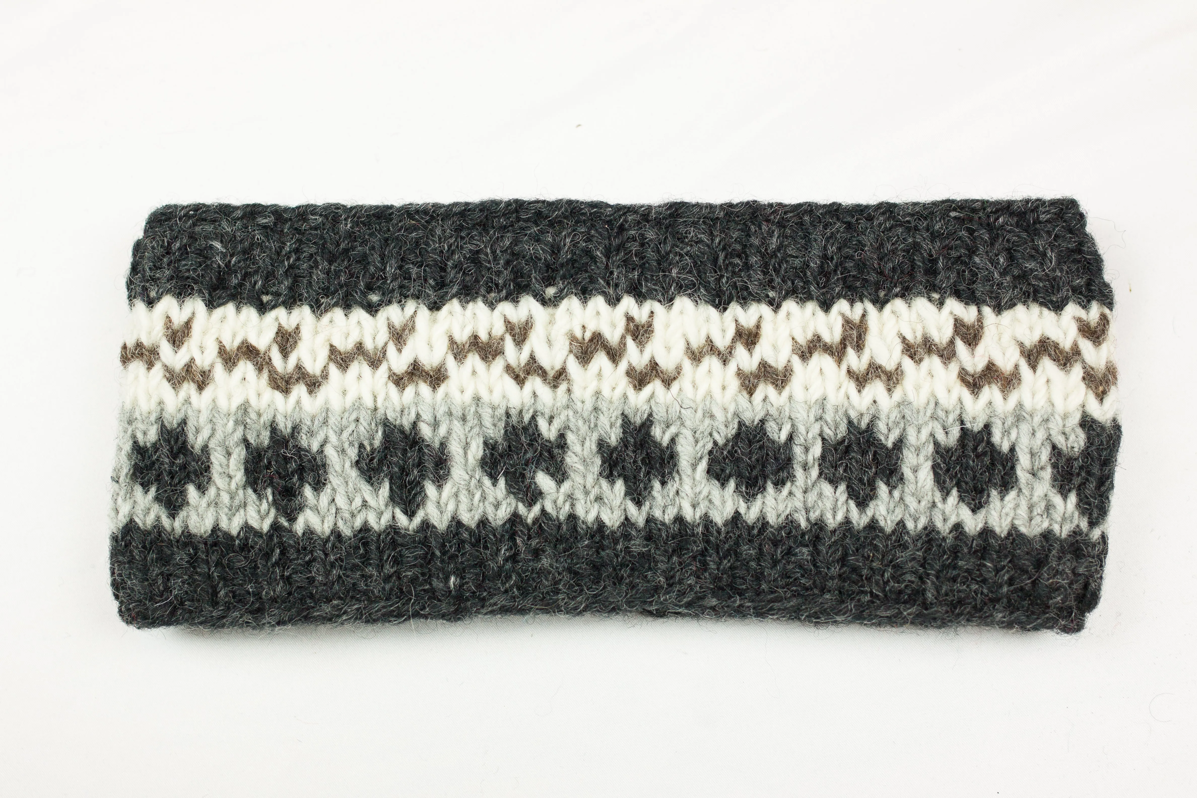 Hand knitted woolen headband with soft fleece liner - unisex