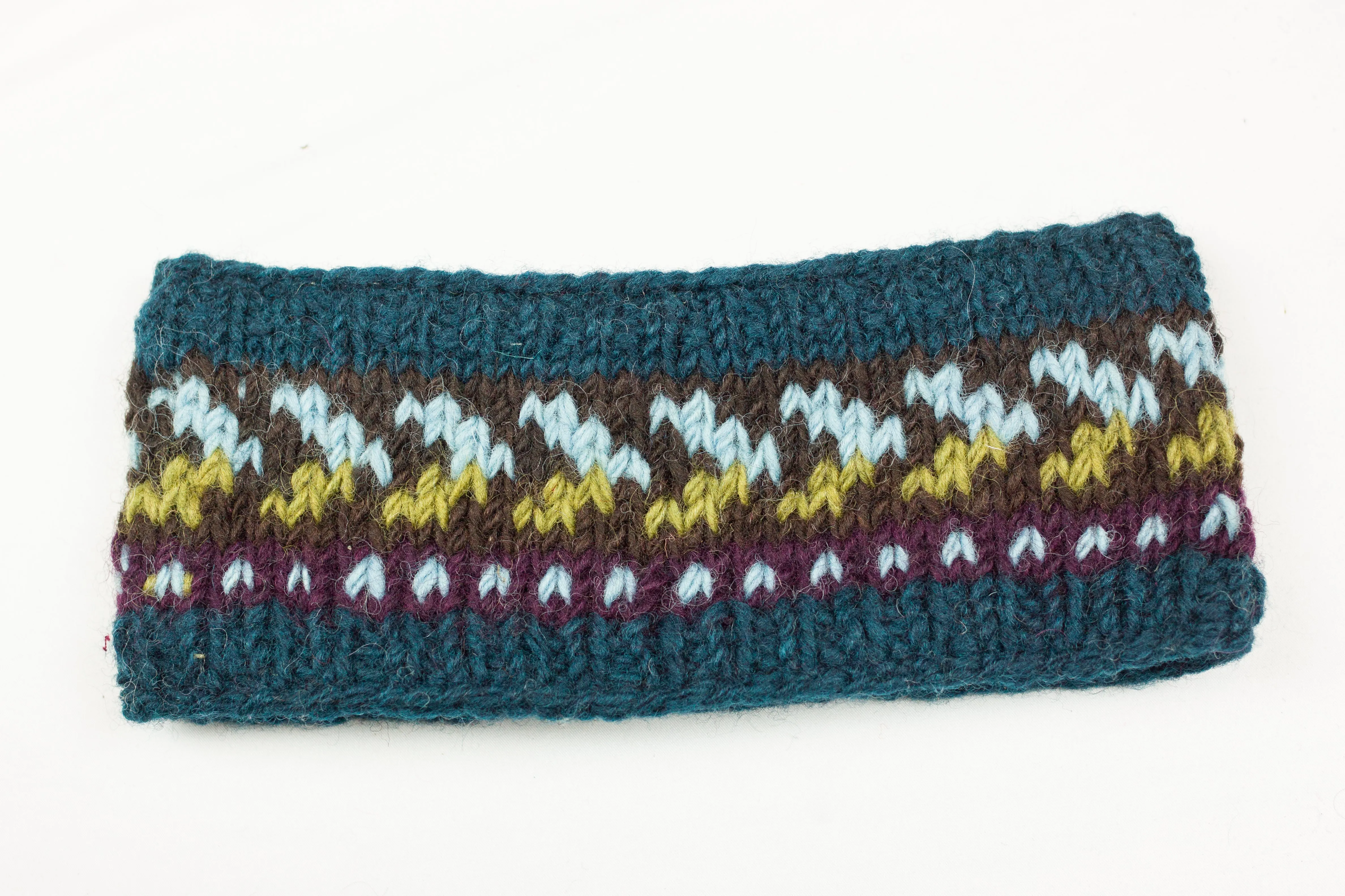 Hand knitted woolen headband with soft fleece liner - unisex