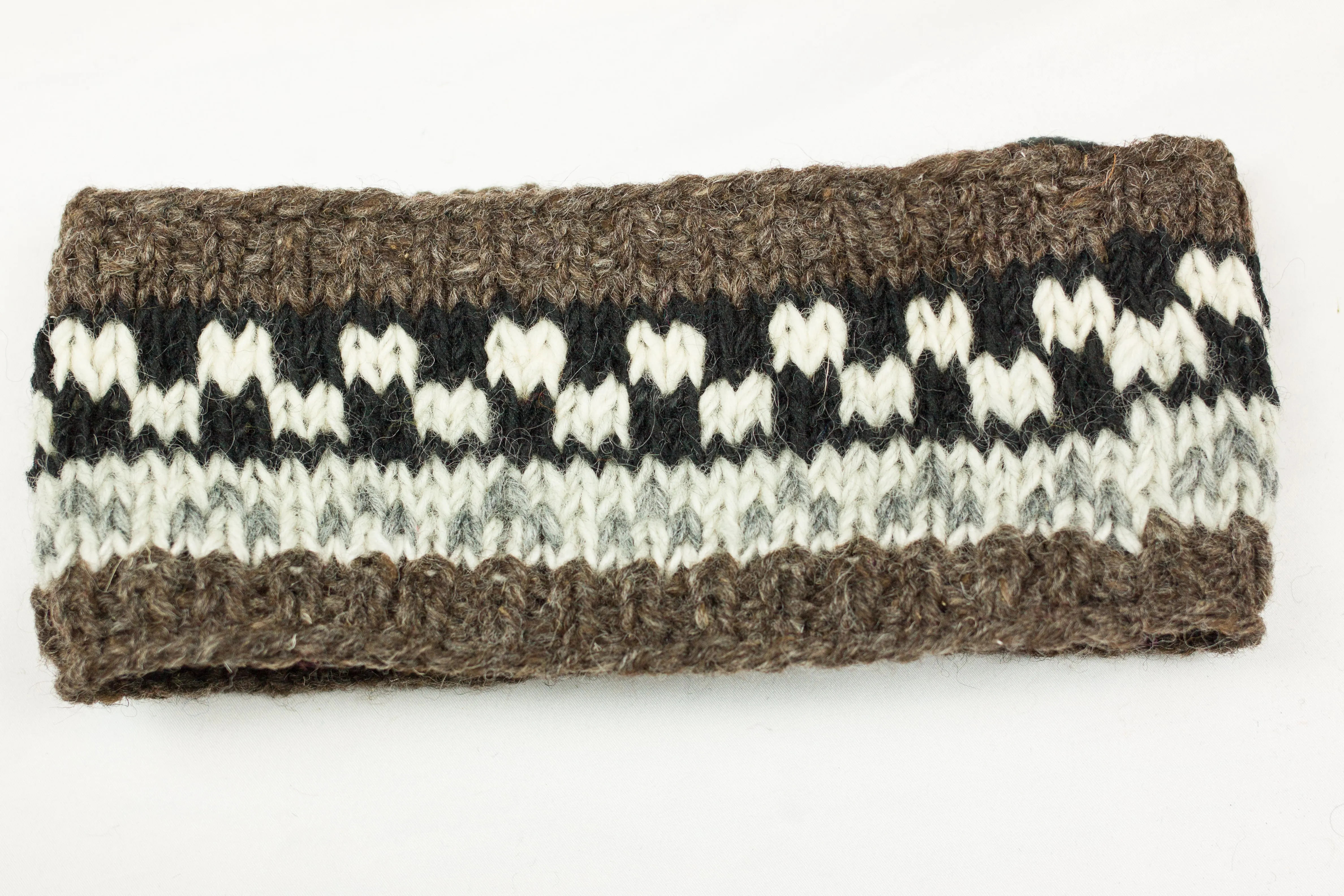 Hand knitted woolen headband with soft fleece liner - unisex