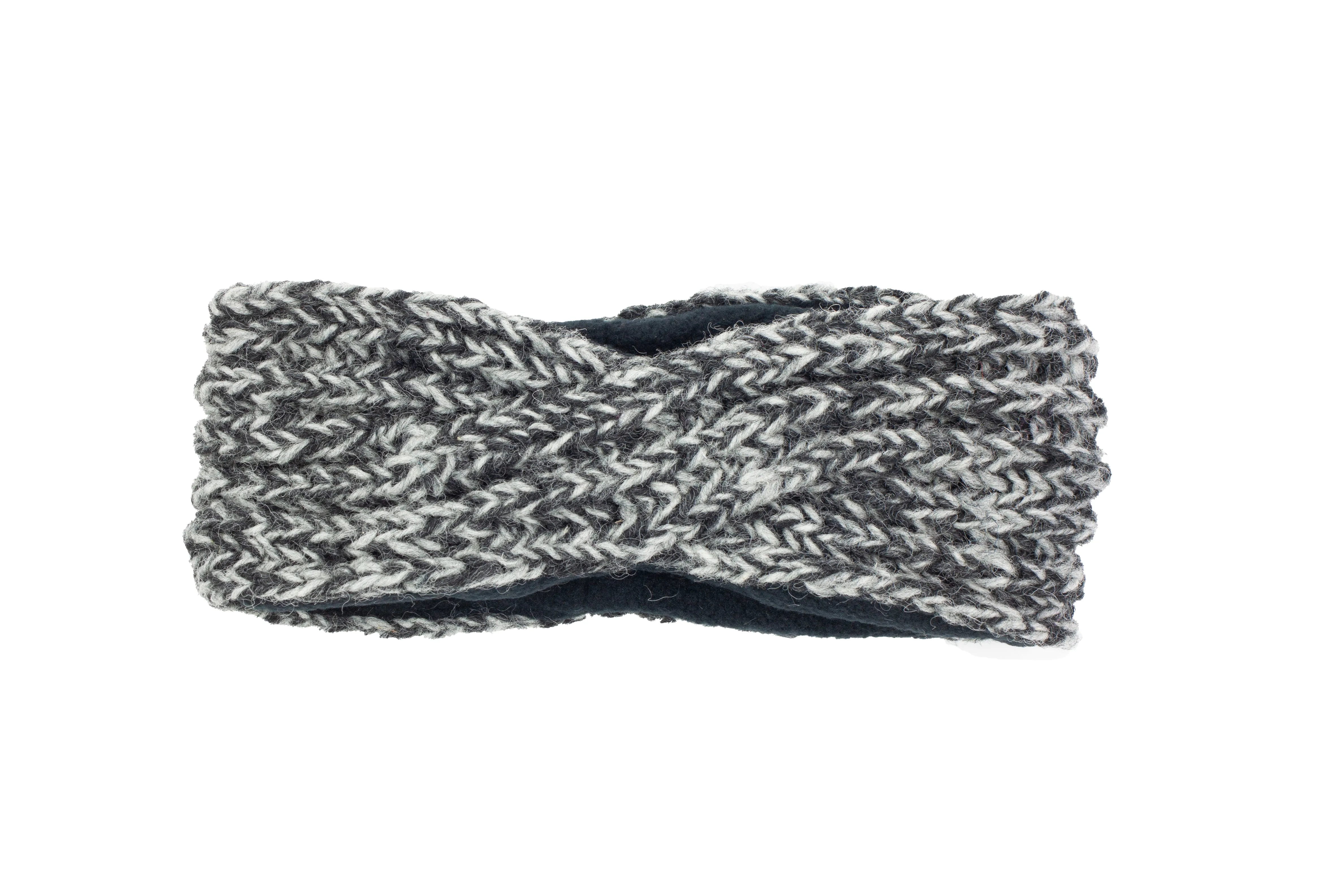 Hand knitted woolen headband with soft fleece liner - unisex