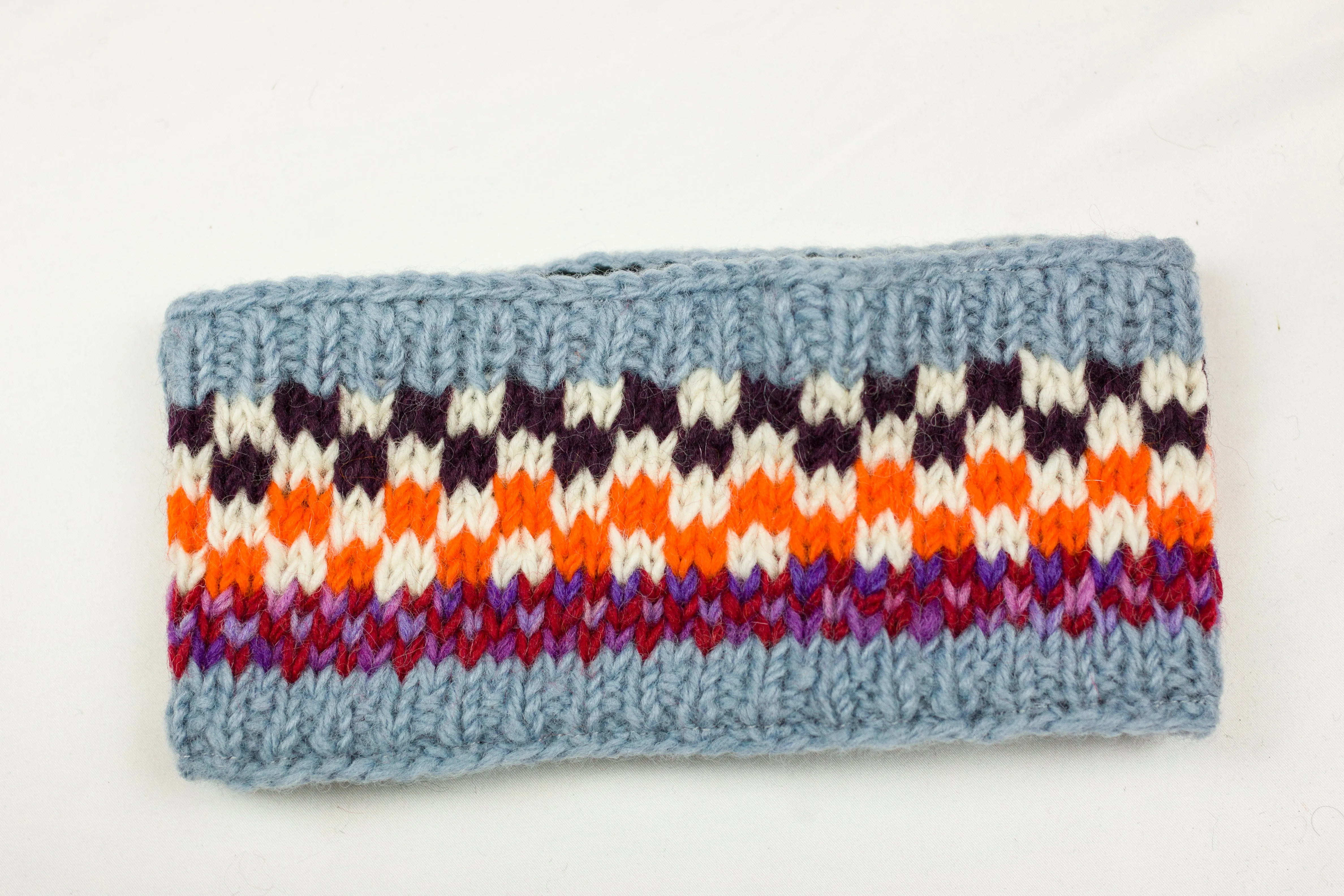 Hand knitted woolen headband with soft fleece liner - unisex