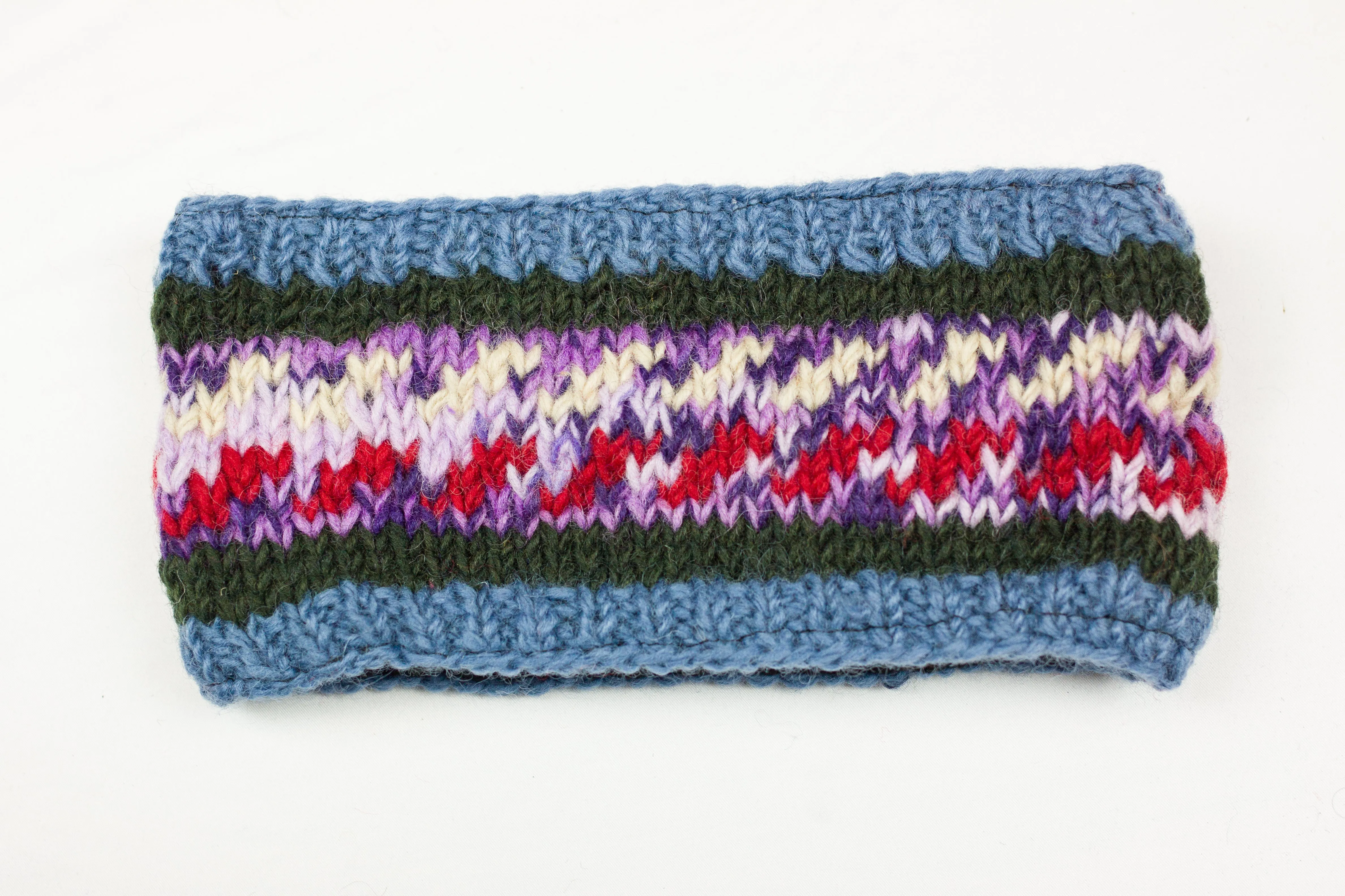 Hand knitted woolen headband with soft fleece liner - unisex