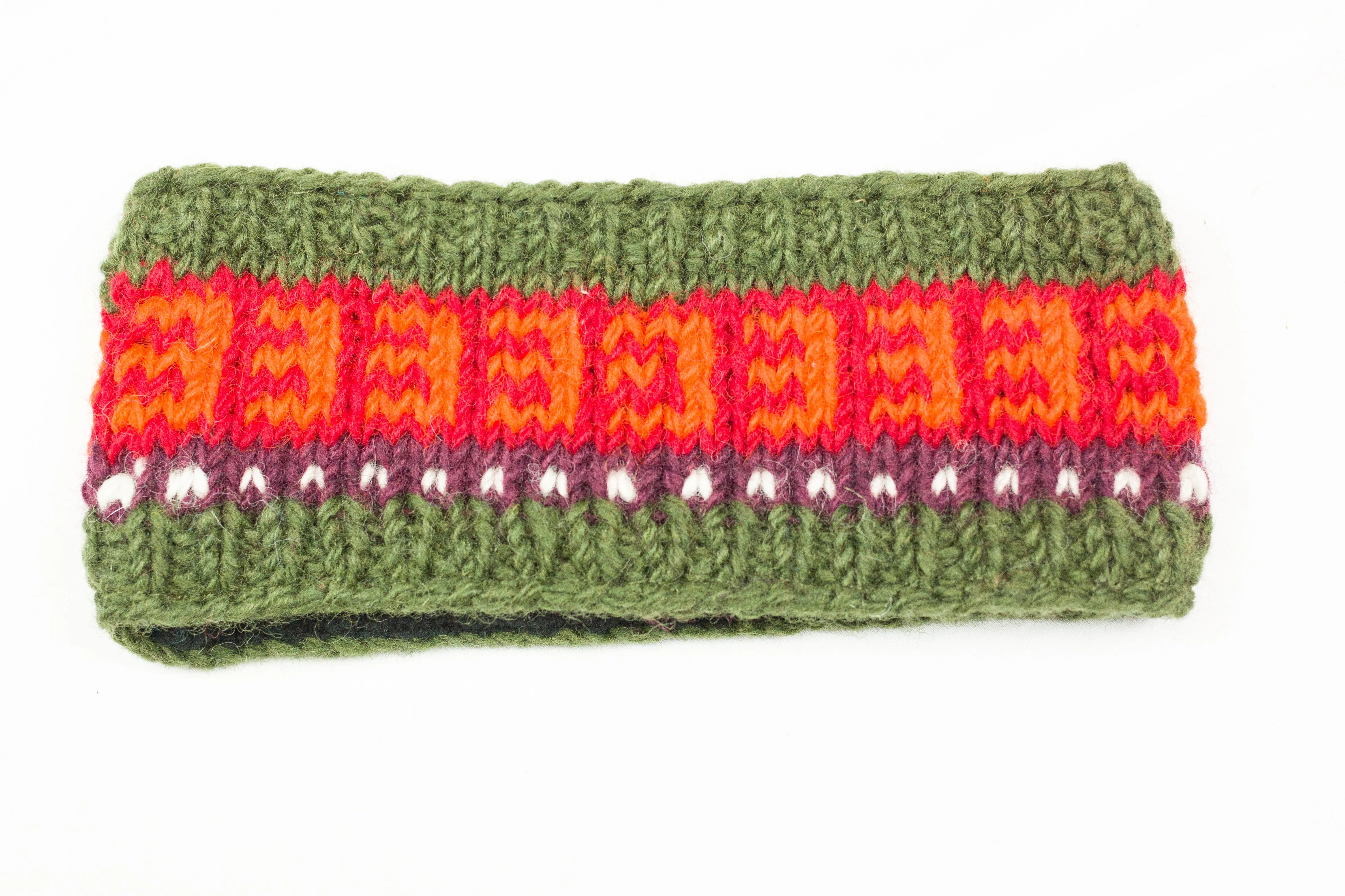 Hand knitted woolen headband with soft fleece liner - unisex