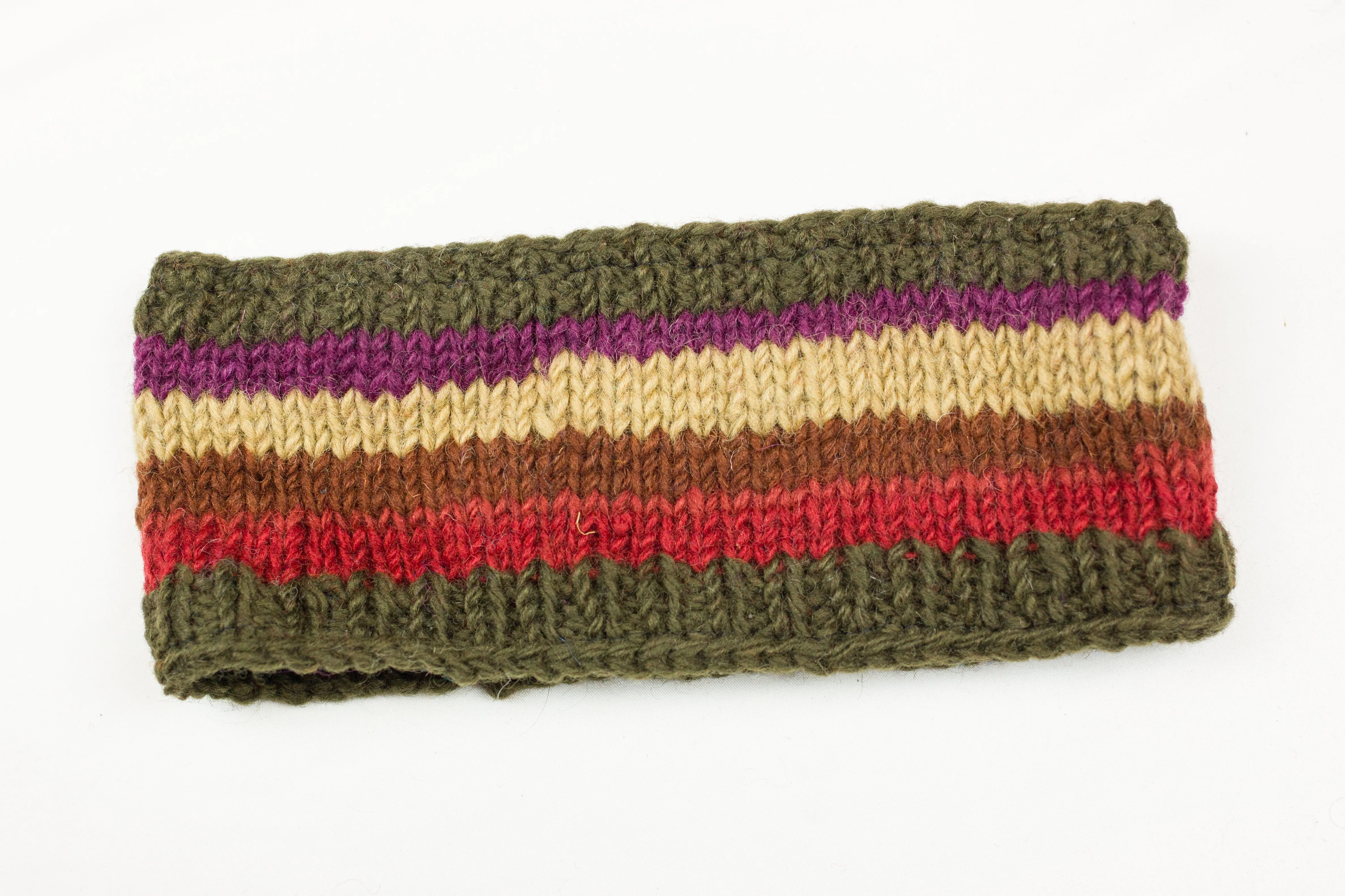 Hand knitted woolen headband with soft fleece liner - unisex